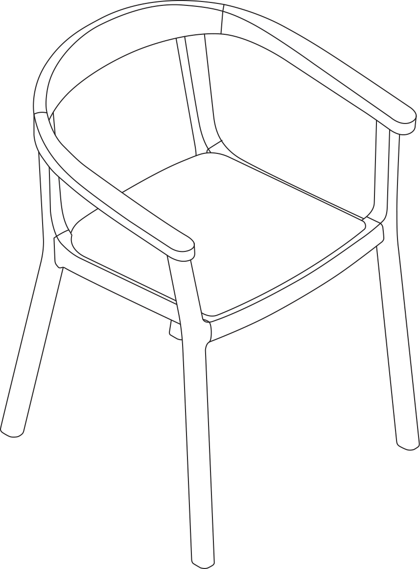 A line drawing - Lijn Armchair | Open Back | Upholstered Seat
