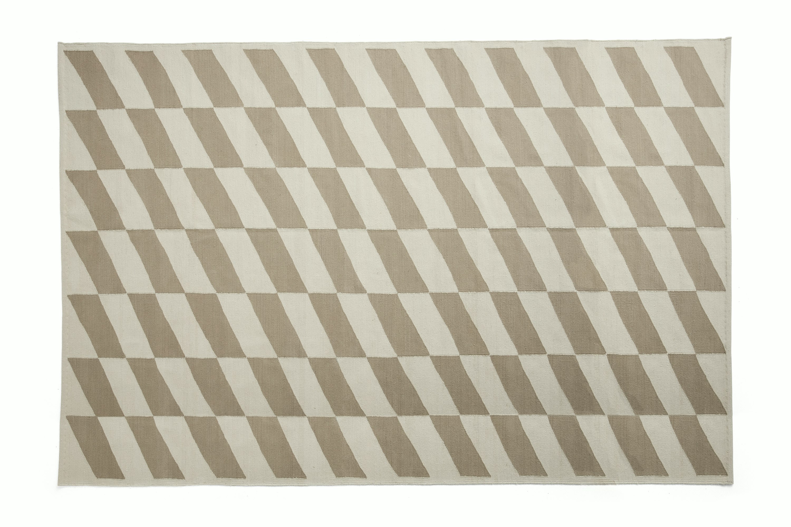 A Shift Kelim Rug in Beige viewed from the front.