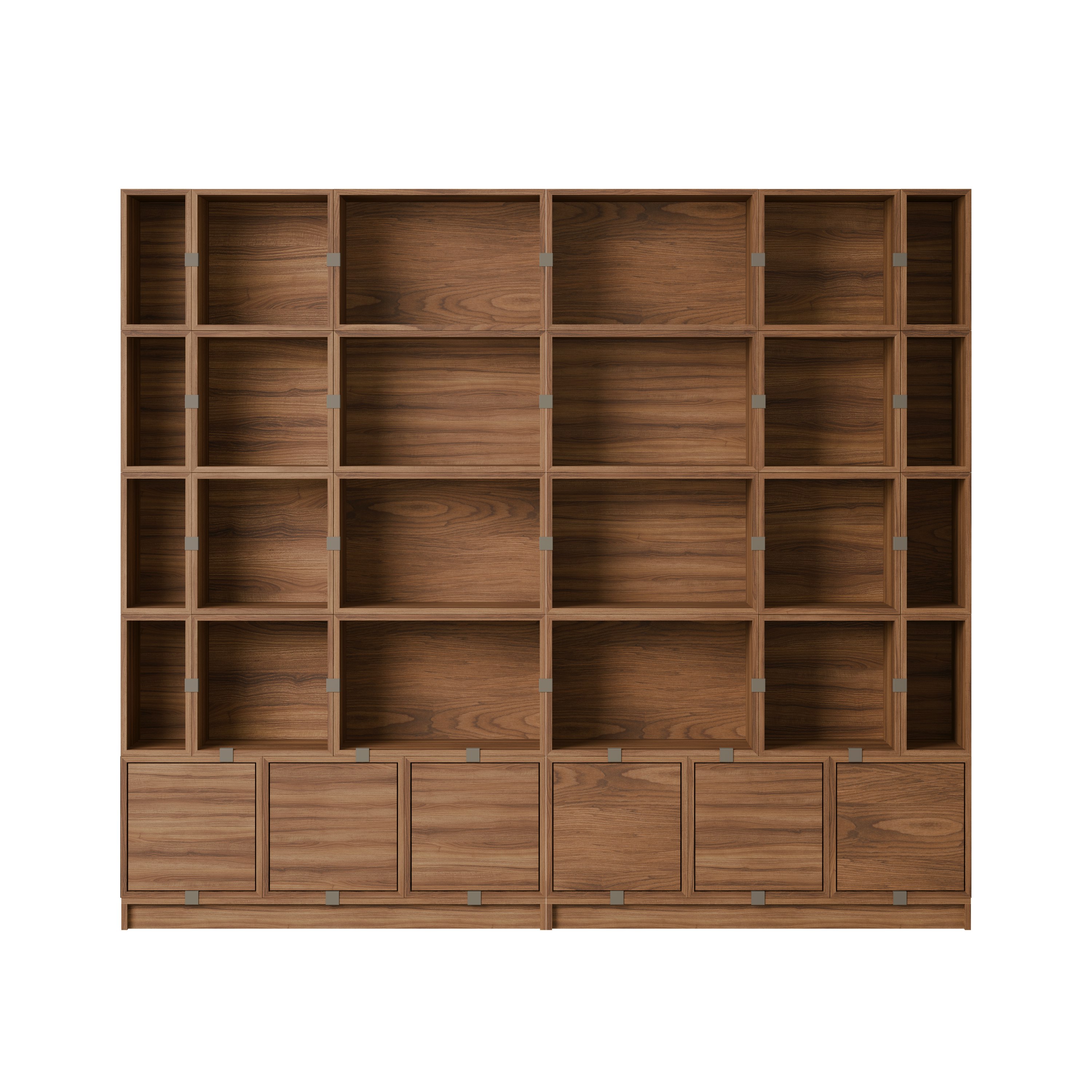 Stacked Storage Bookcase - Configuration 1, Walnut, Plinth