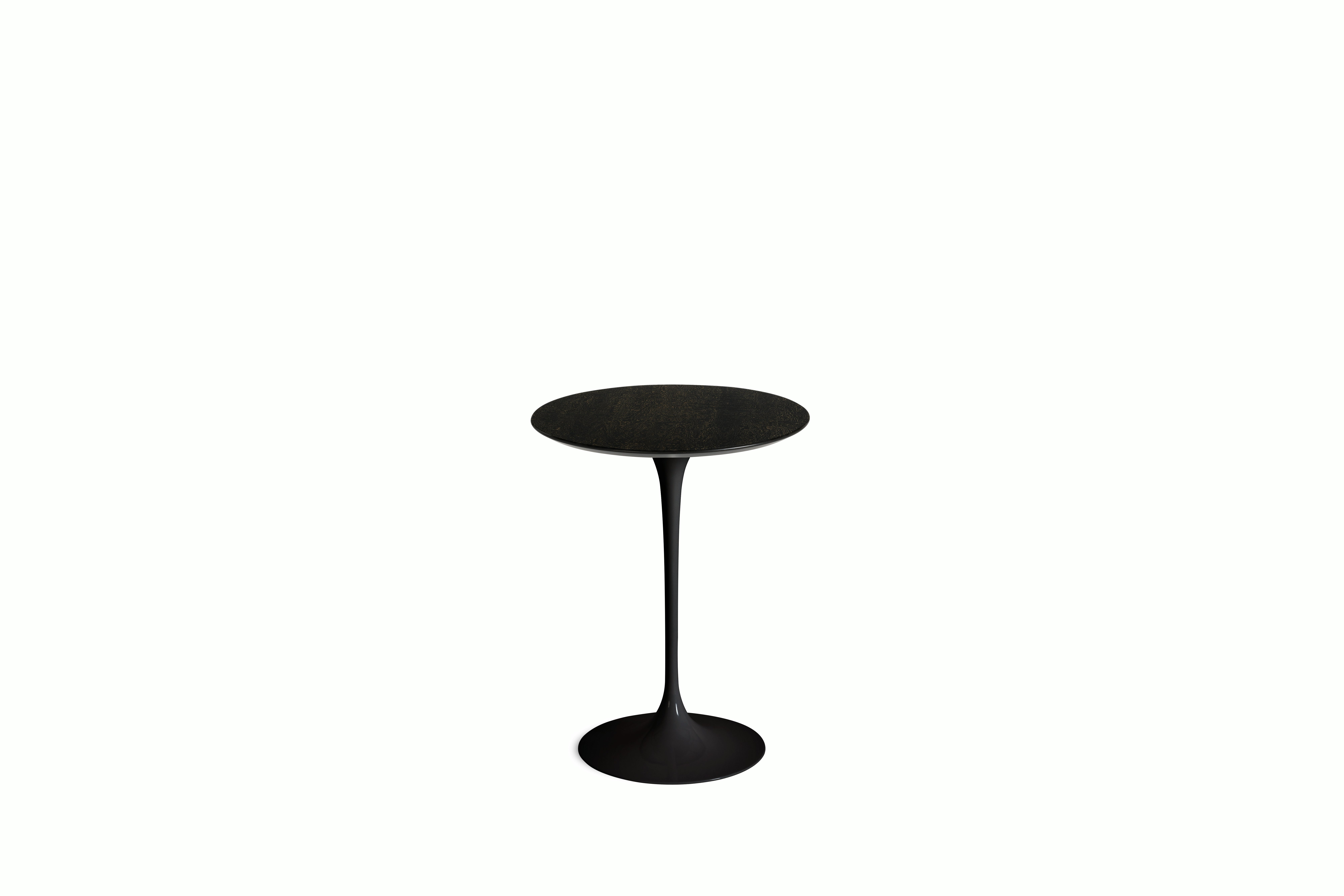 Saarinen Side Table - 16 Inch, Round, Veneer Topo Noir, Black Base