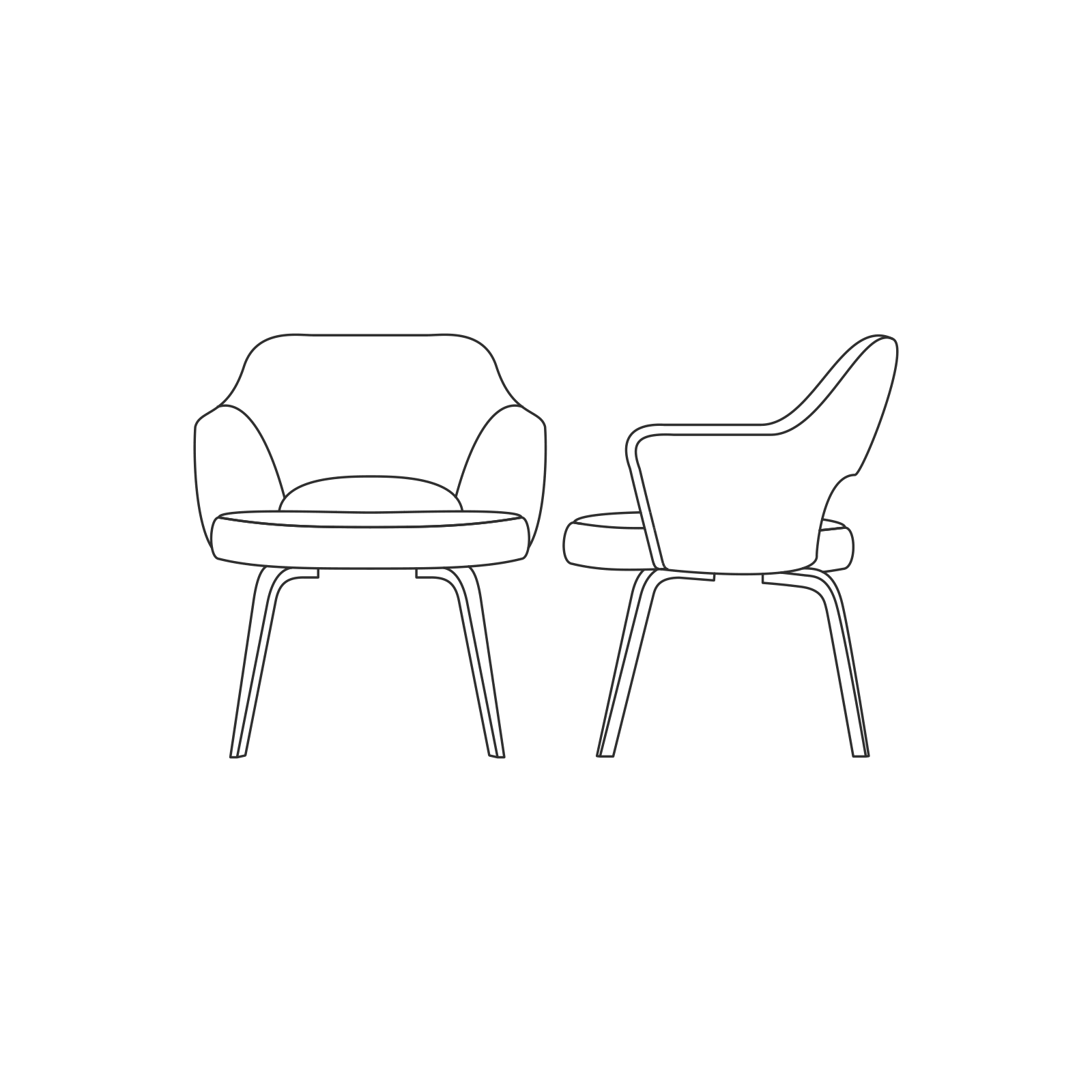 Armchair - Wood Legs