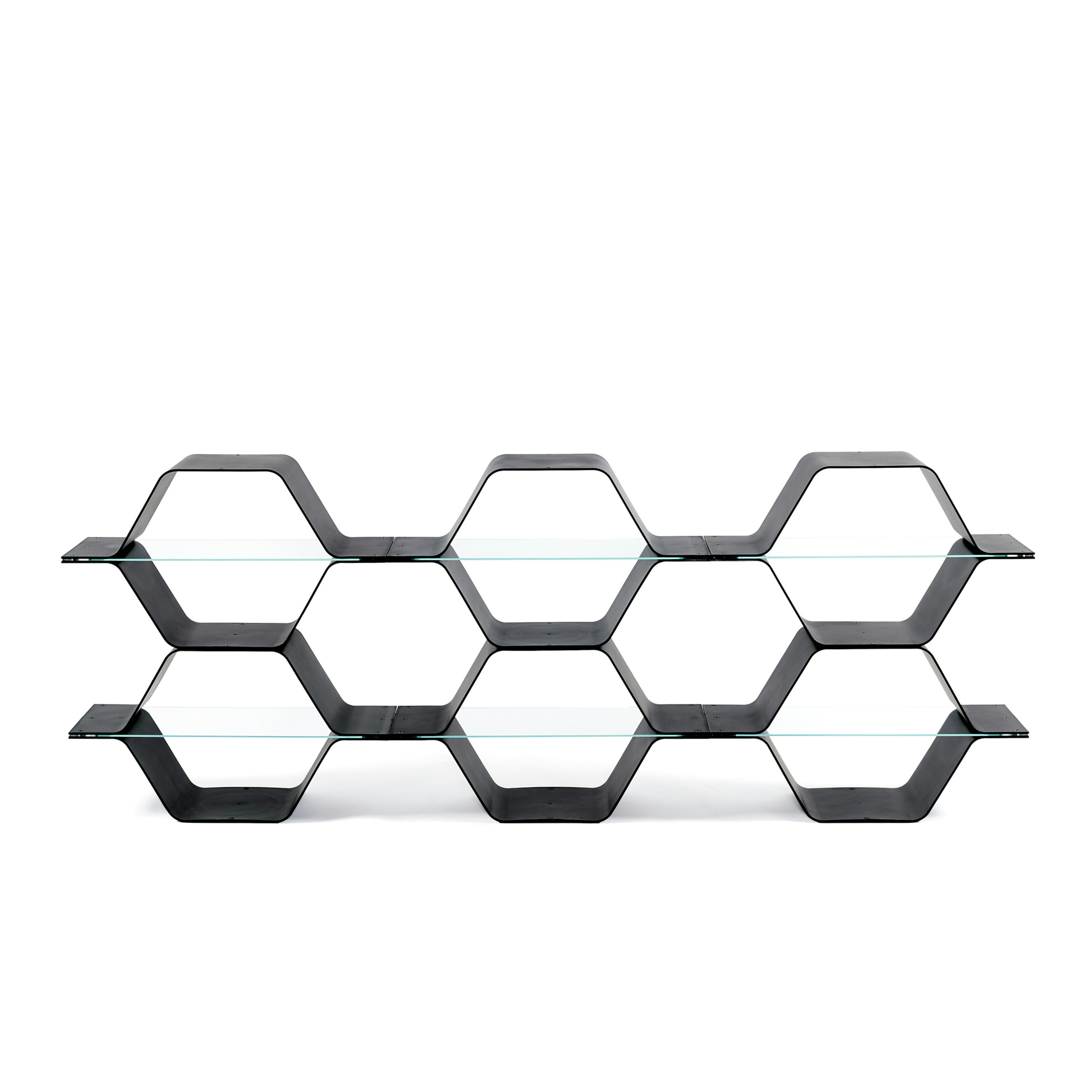 Honeycomb Modular Shelving 6 Cells - Configuration E, Horizontal, Black
