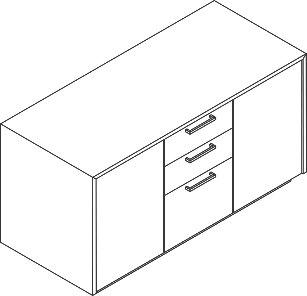 A line drawing - JD Credenza | 3 Wide