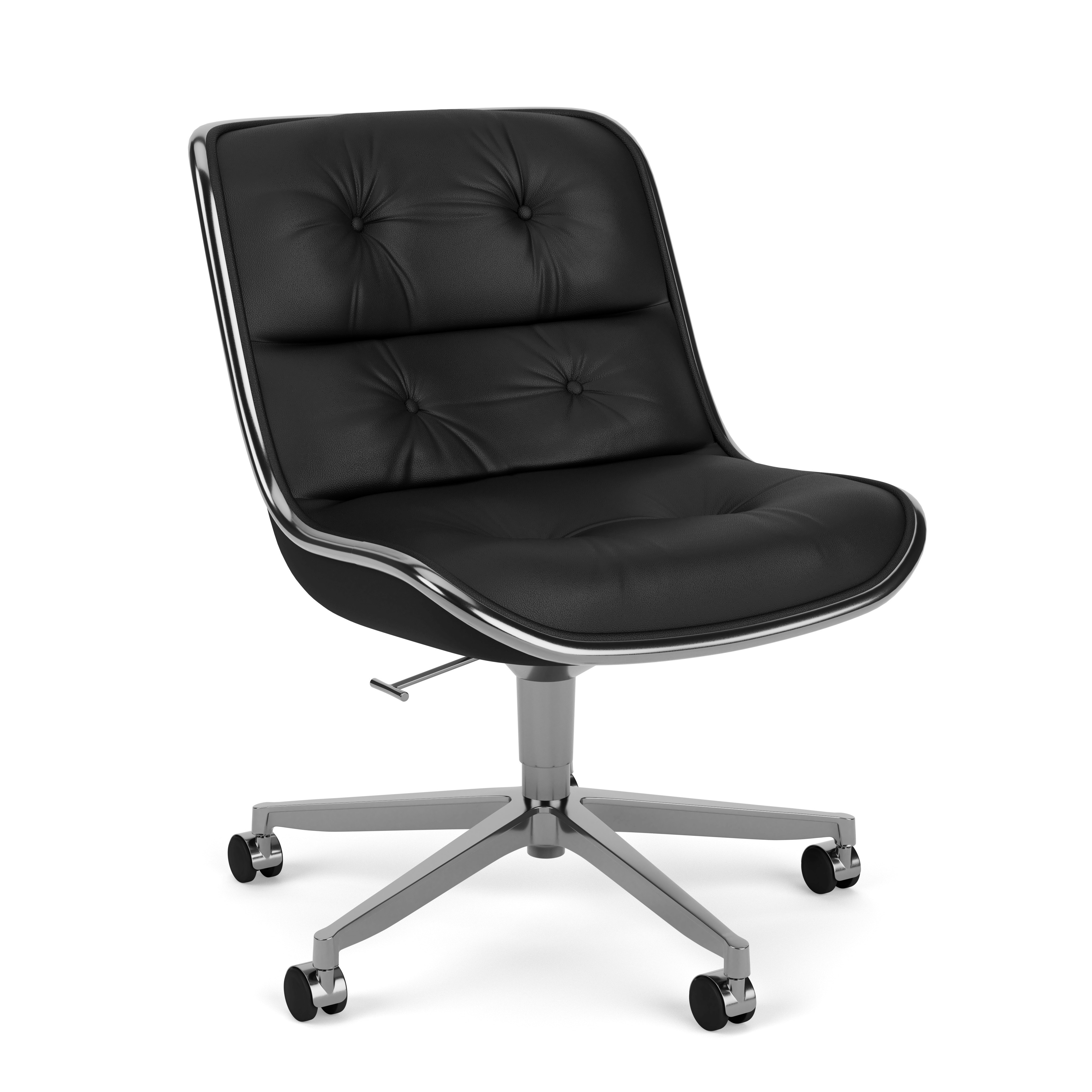 Pollock Executive Side Chair - 5 Star, Polished Aluminum, Volo Leather, Black