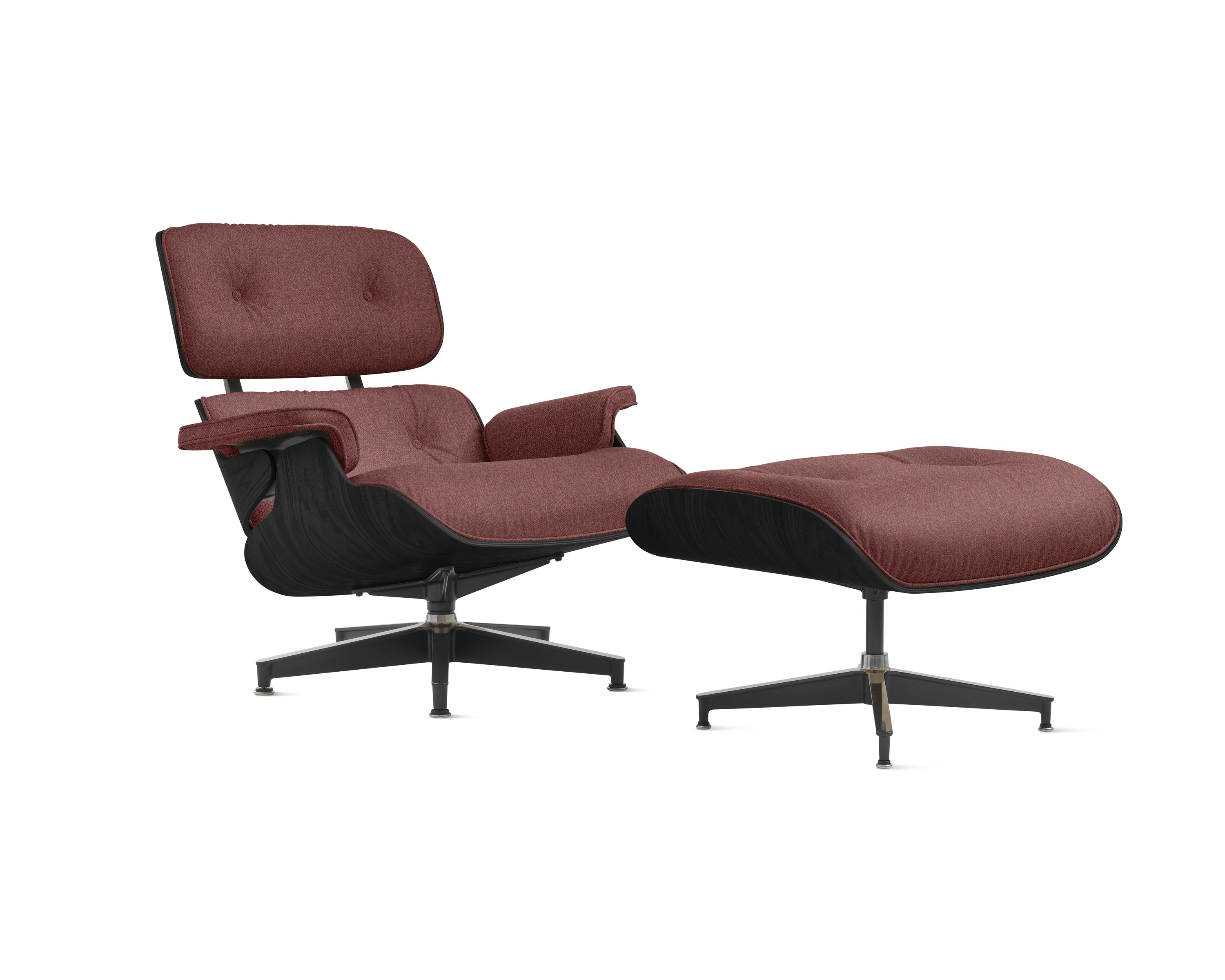 Eames Lounge Chair and Ottoman - Standard or Tall, Ebony Ash, Luce, Coulis