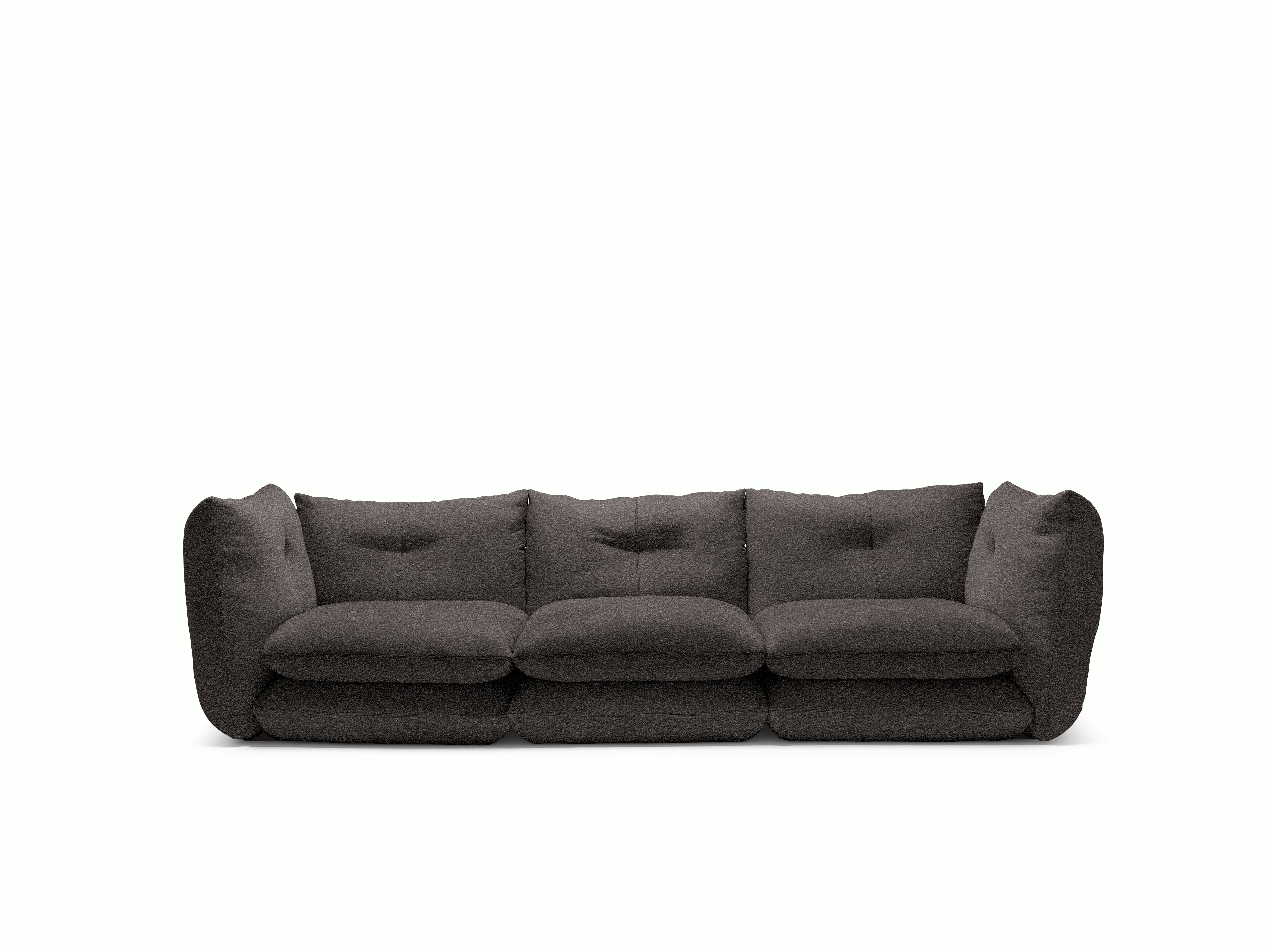 Pillo Sofa -  Three Seater, Standard, Curly, Dark Grey