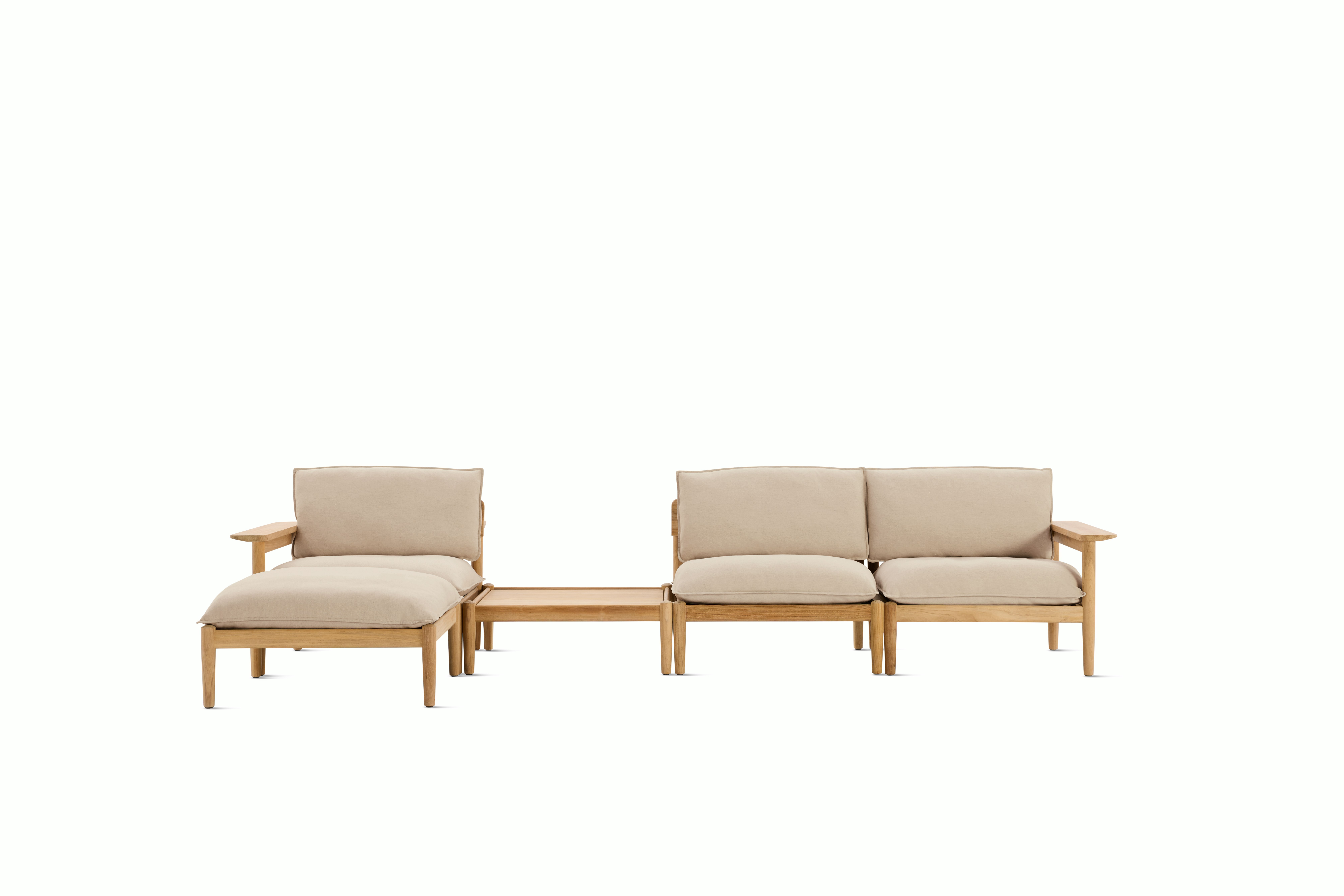 Terassi Sectional Sofa with Table - Heritage,  Papyrus, FSC Certified
