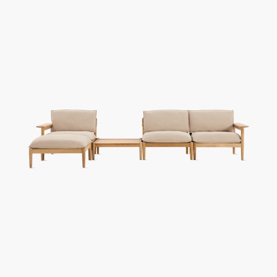Terassi Sectional Sofa with Table - Heritage,  Papyrus, FSC Certified Terassi Sectional Sofa with Table - Heritage,  Papyrus, FSC Certified