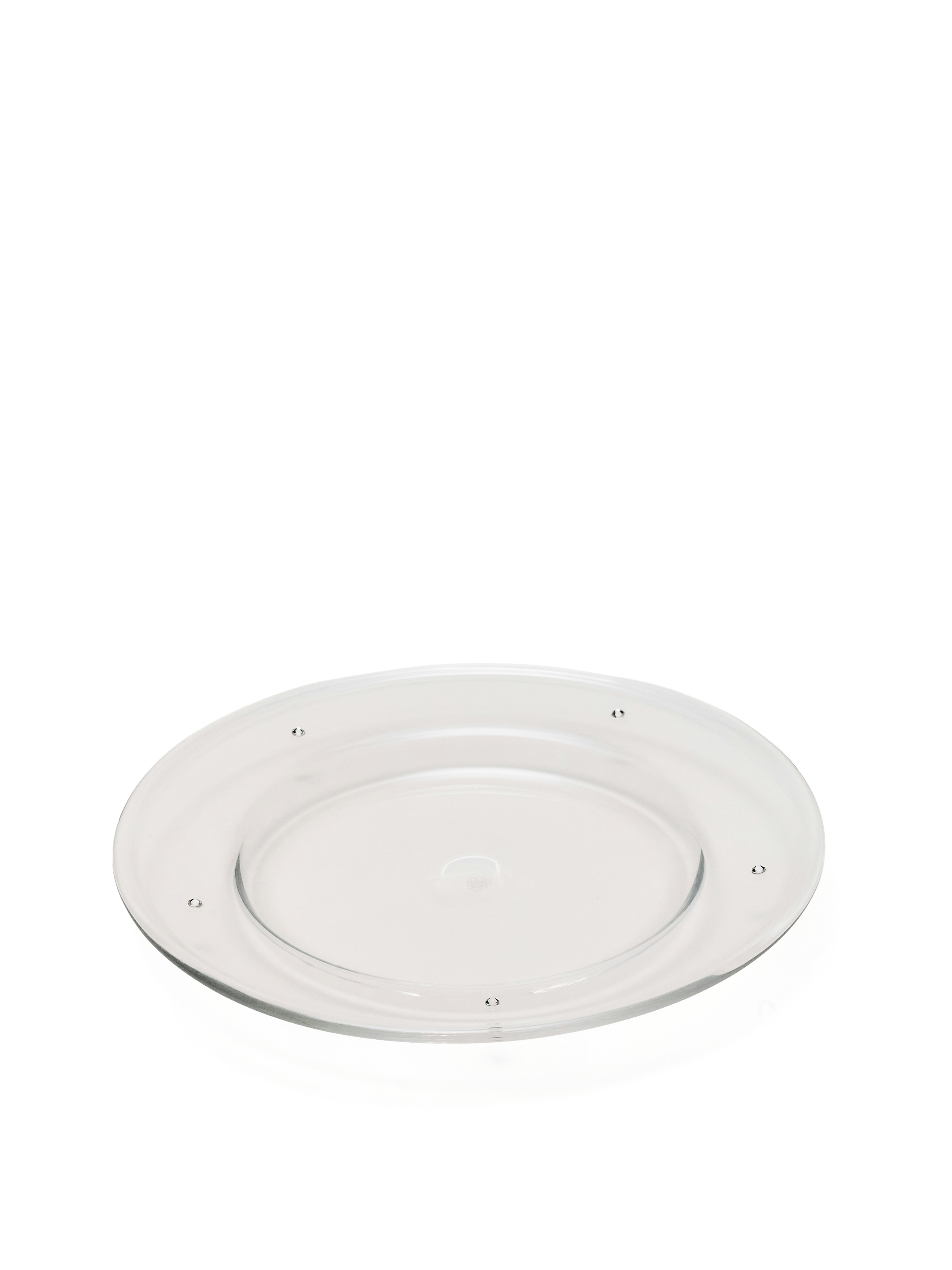 A Aperitivo Plates in Clear viewed from an angle.