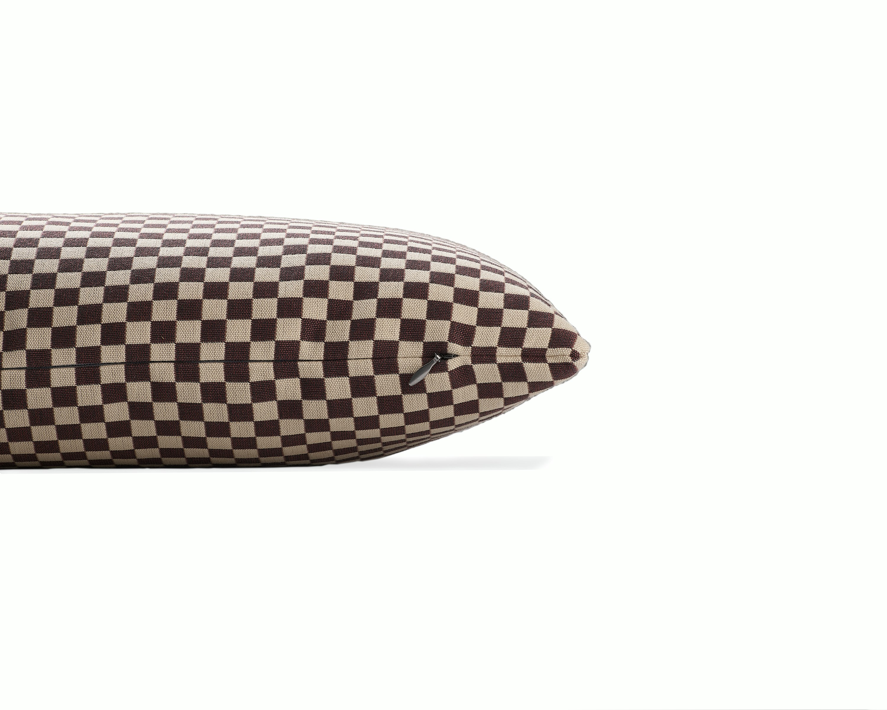 Checker Pillow by Alexander Girard - 11" x 21", Siena Dark / Khaki