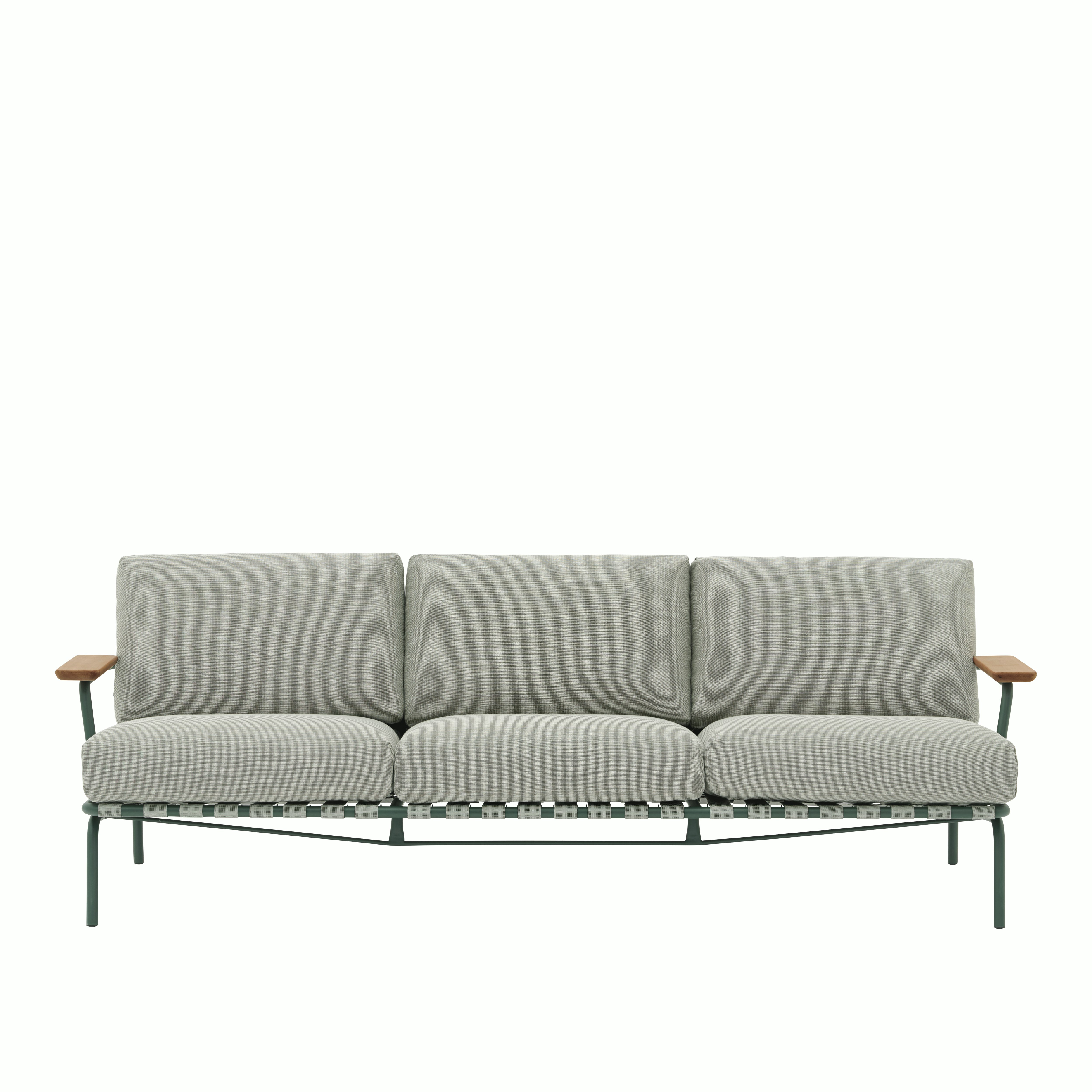Settle Outdoor Sofa - Three Seater, Dark Green, Ribbed Weave, Thistle