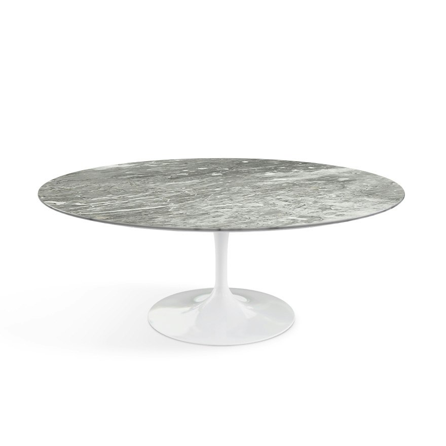 Saarinen Coffee Table - 42",  Oval,  Satin Coated Marble,  Grey,  White"