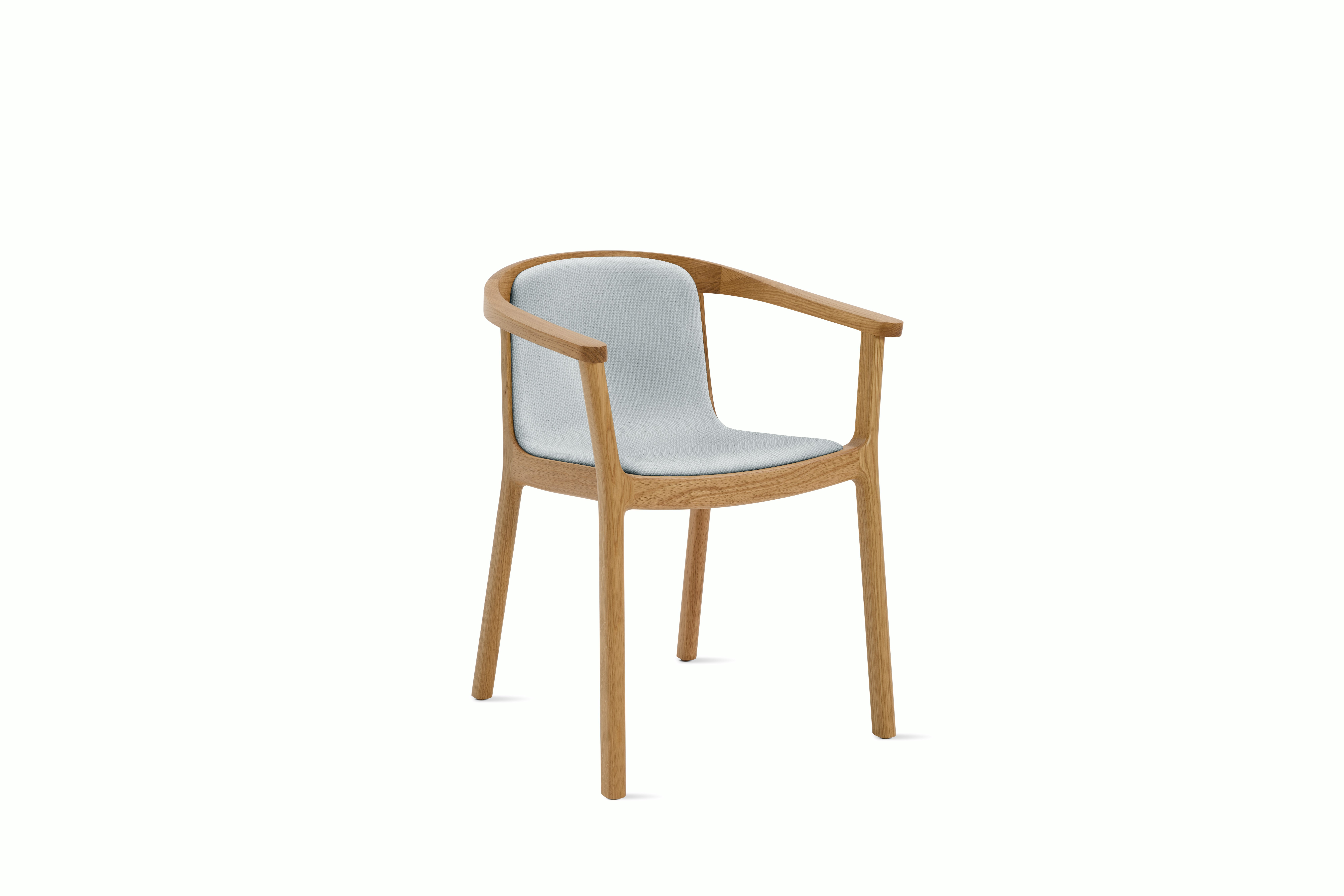 A Lijn Armchair in Intaglio Oak viewed from an angle.