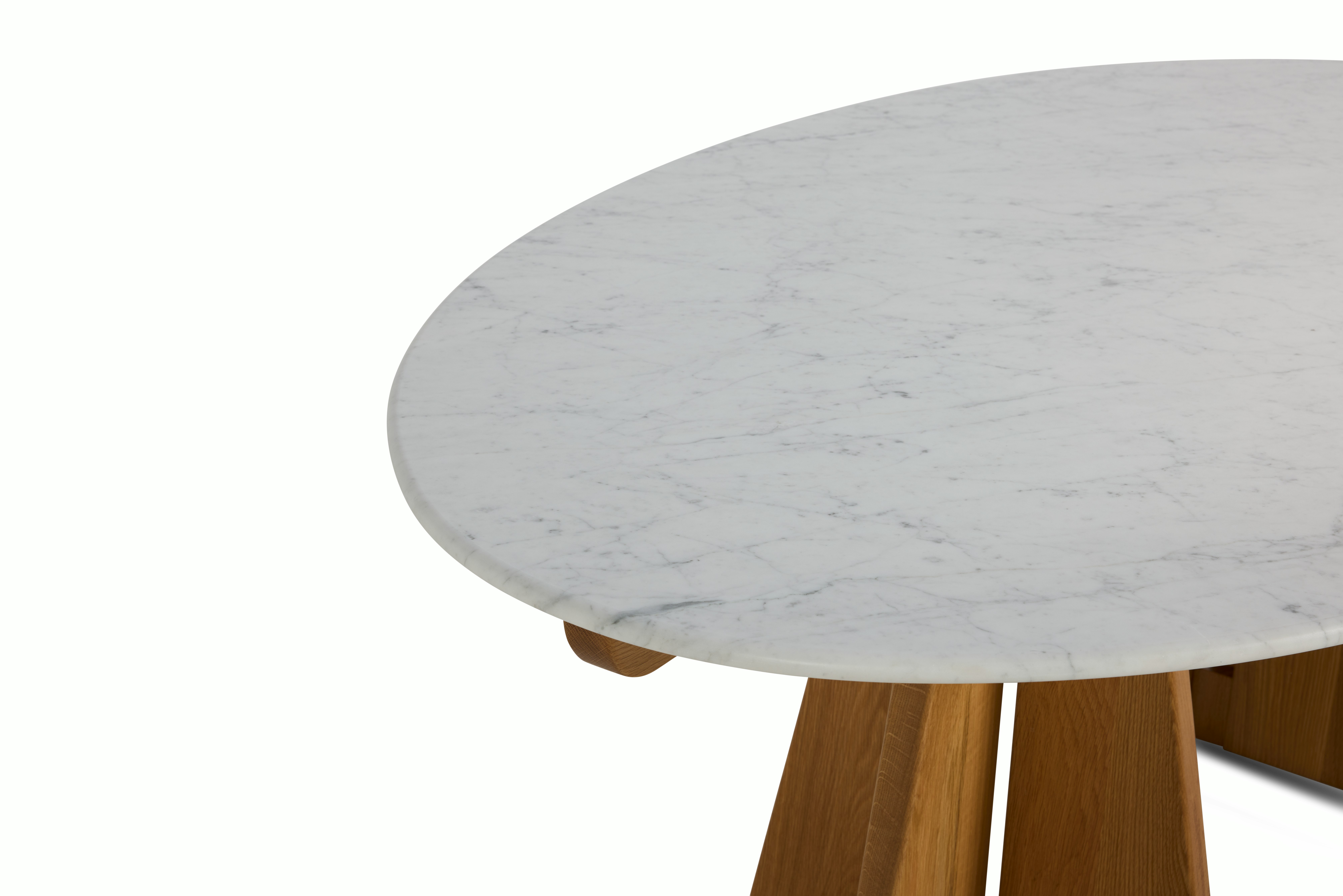 Pinna Dining Table - Oval, 75 Inch, Carrara, White Oak