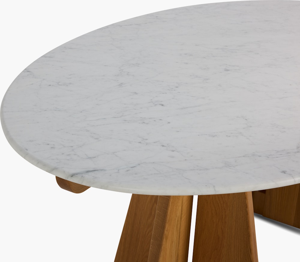 Pinna Dining Table - Oval, 75 Inch, Carrara, White Oak