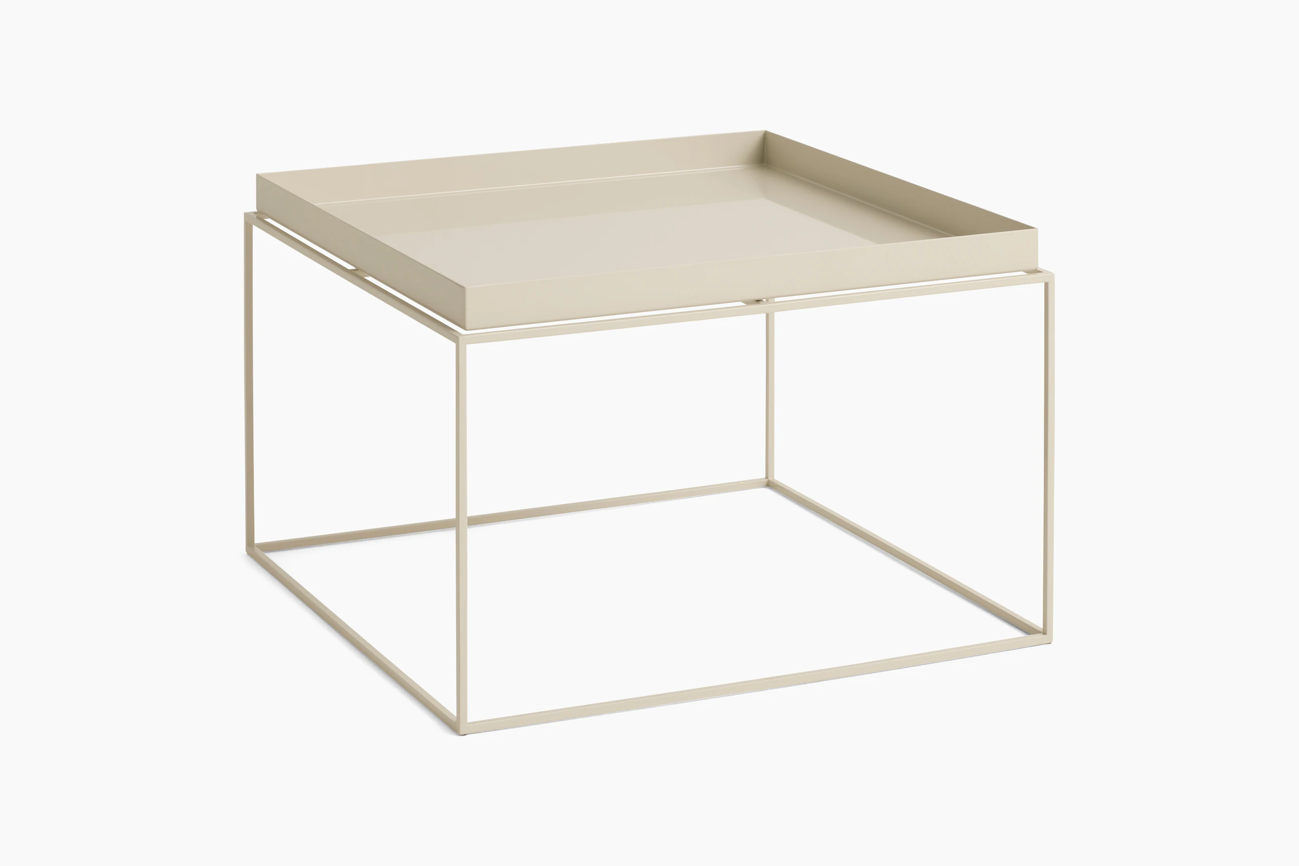 A Tray Coffee Table in beige viewed from the angle.