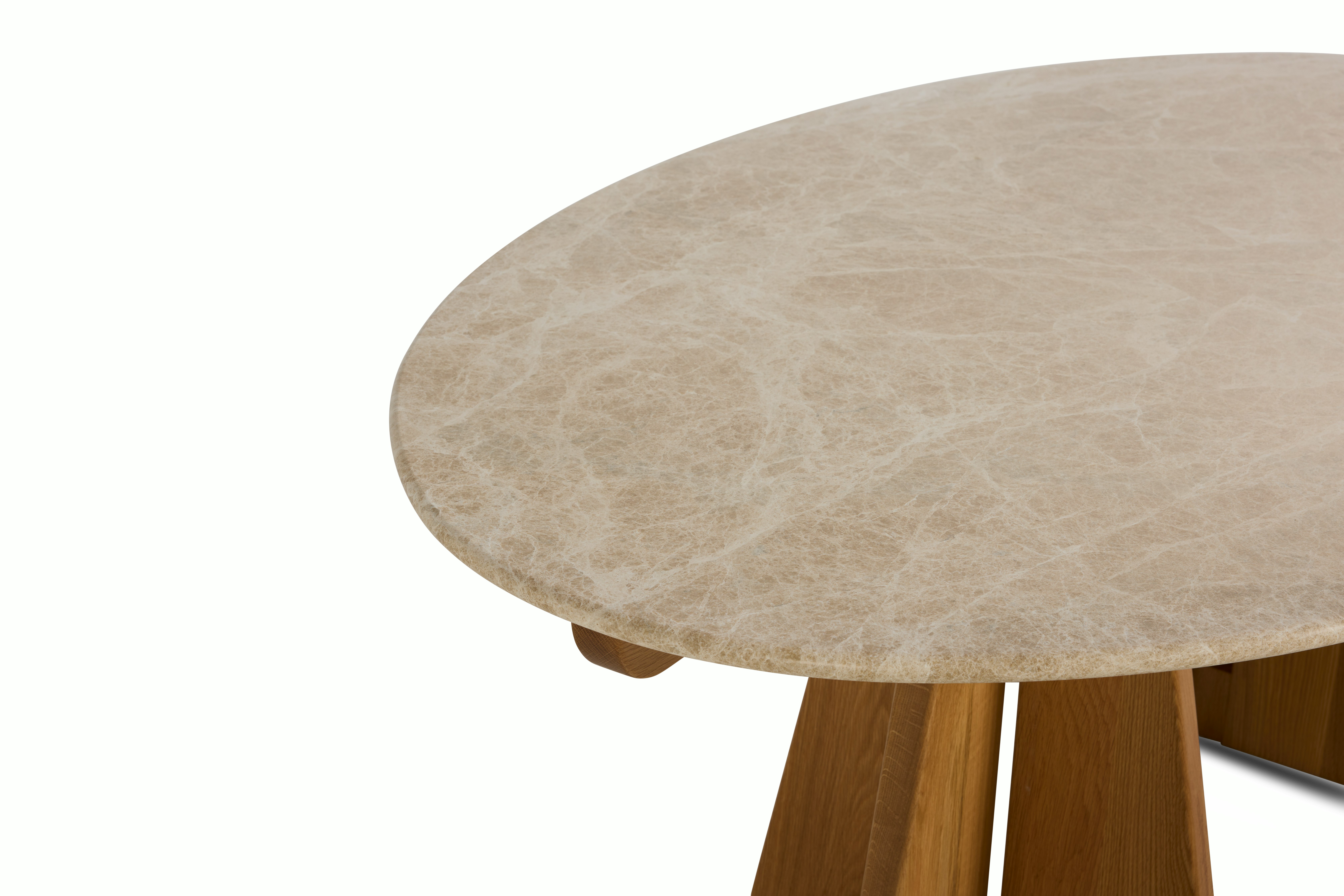 Pinna Dining Table - Oval, 75 Inch, Emperador Light, White Oak