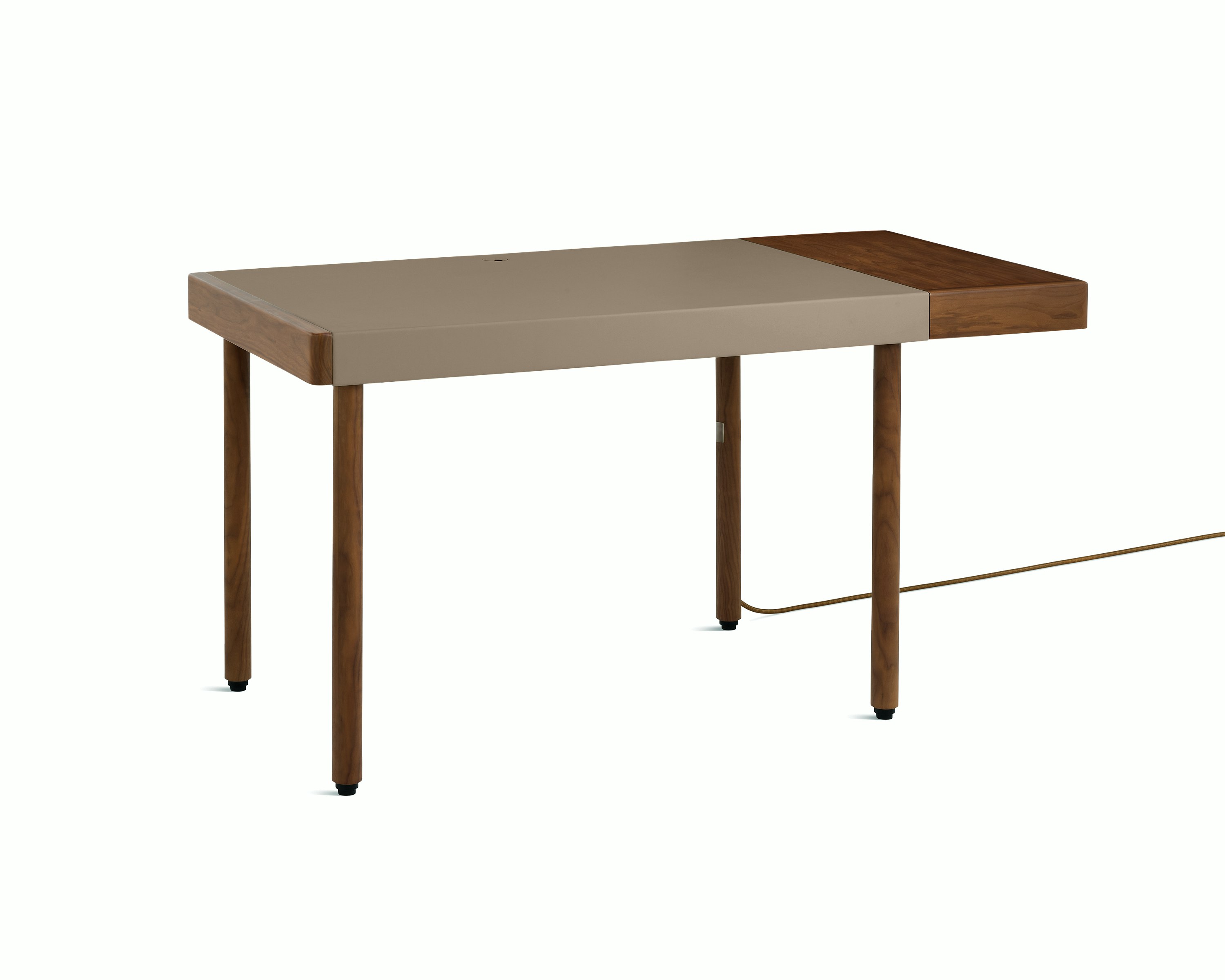 Leatherwrap Standing Desk - 1 Drawer Right,  Walnut,  Pumice Leather