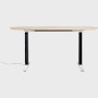 Renew Executive S2S Desk 29x58, Veneer White Ash, Graphite Satin / Polished Aluminum, Simple Cover, Hidden Power