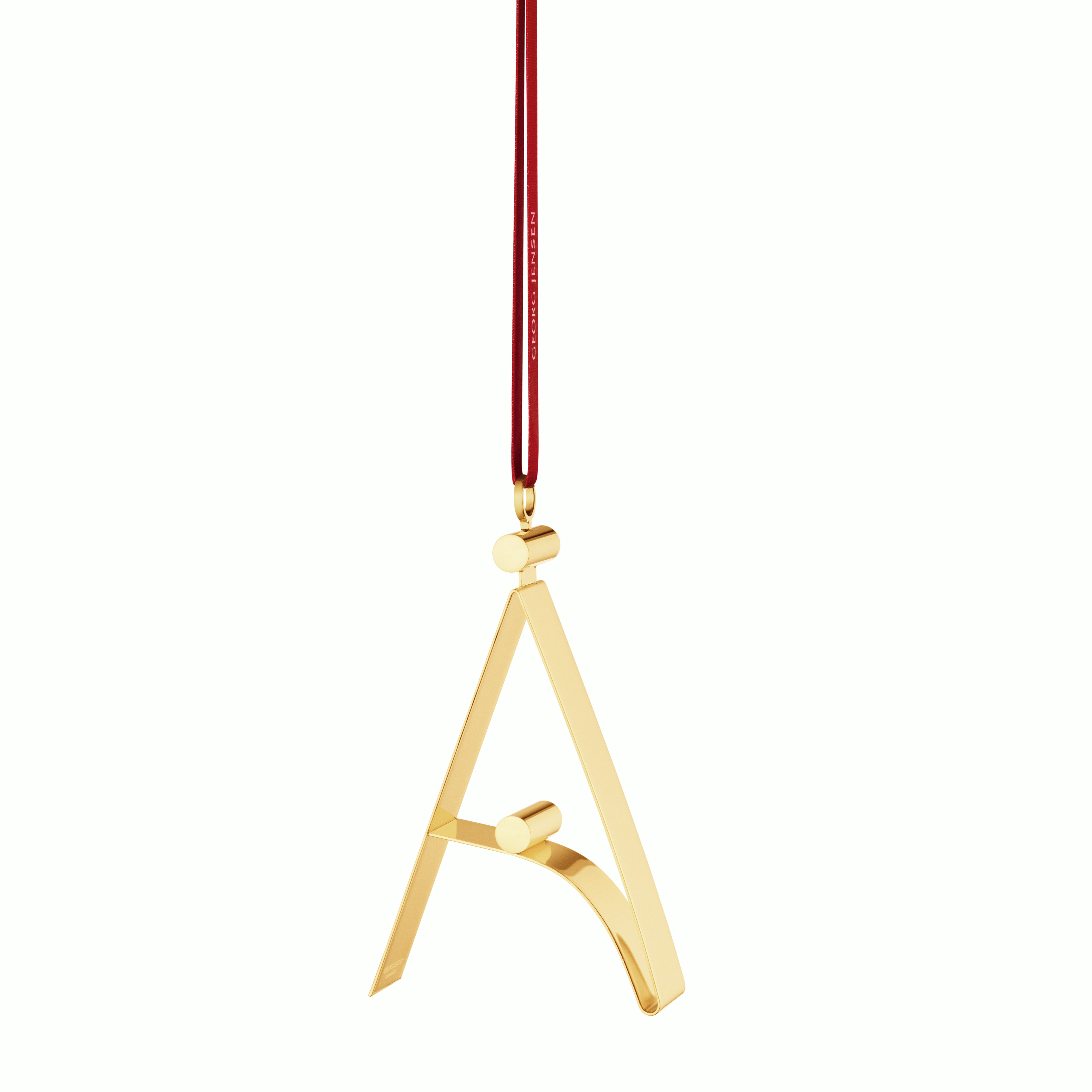 A Christmas Alphabet Ornament in Yellow viewed from the front.