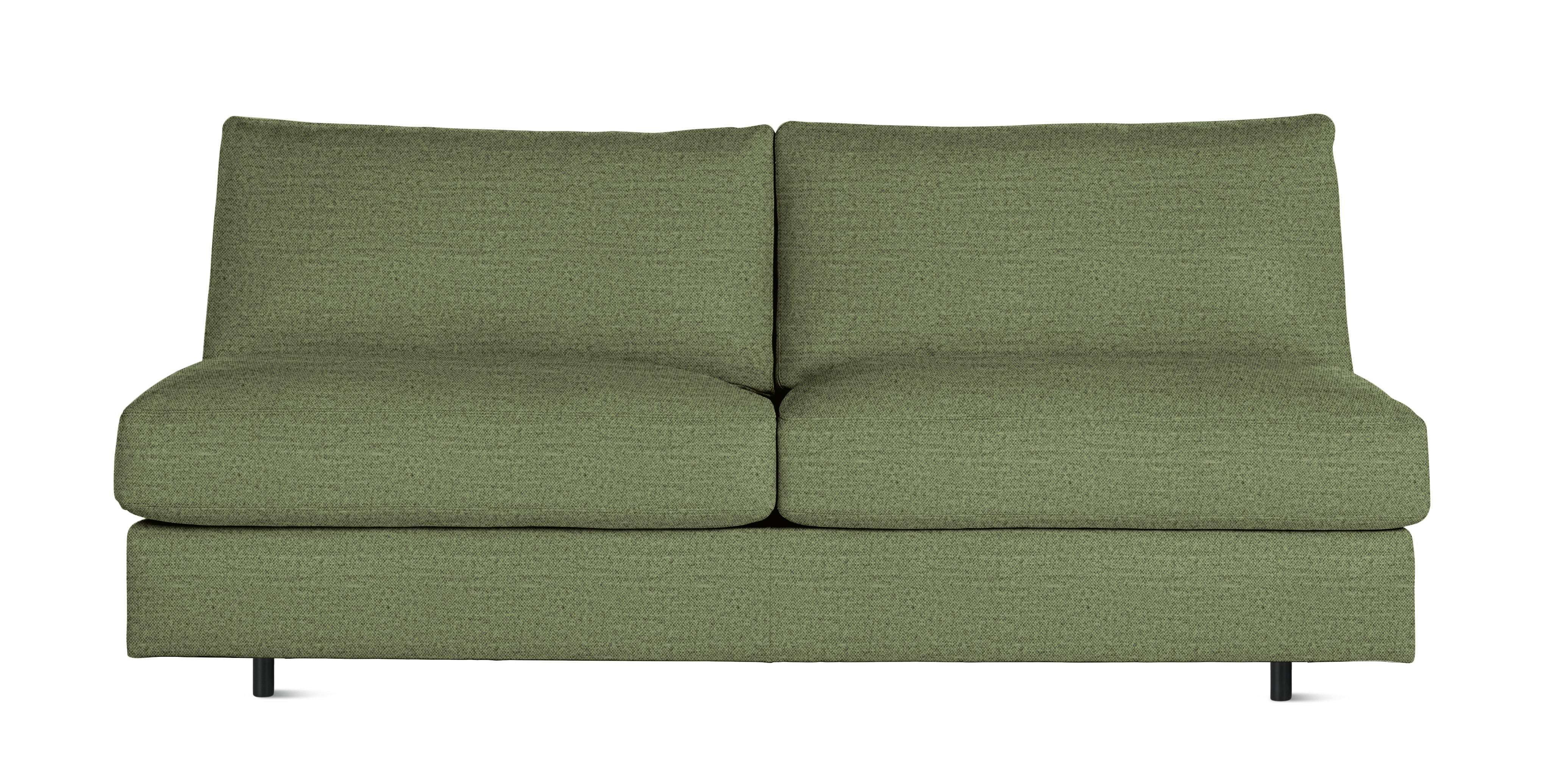 A Reid Modular Sofa in 030 with a woodlet finish viewed from the front.
