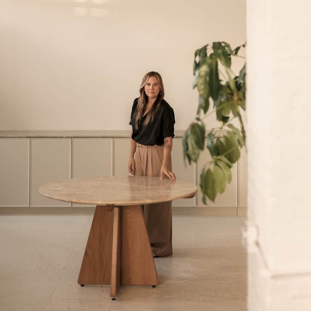 Susan Clark with Pinna Table
