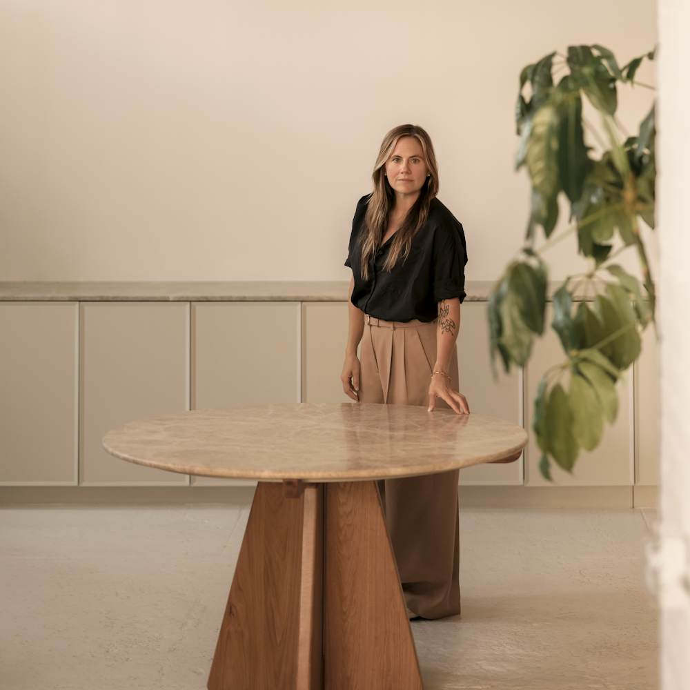 Susan Clark with Pinna Table