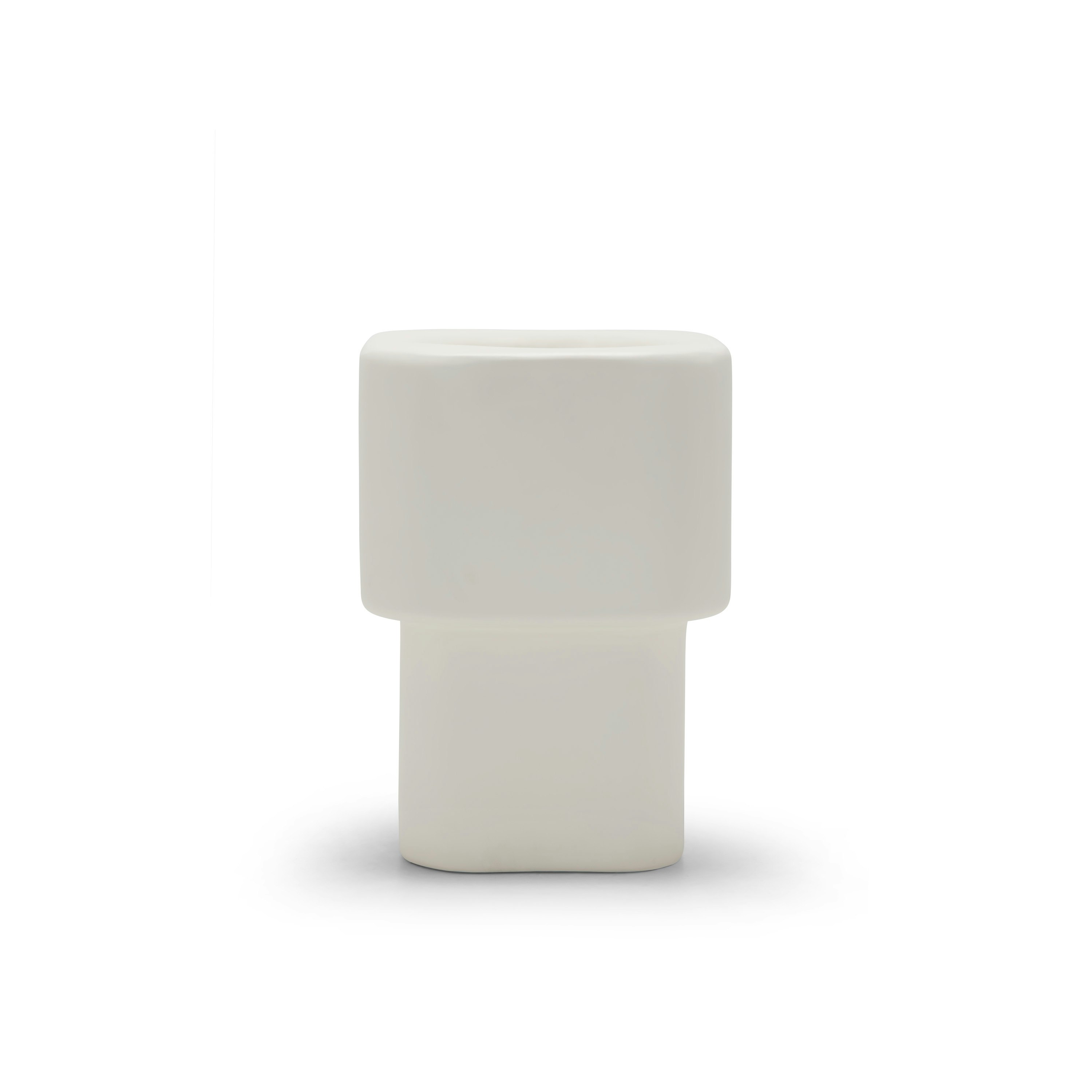 A Khouie Planter in white viewed from the front.