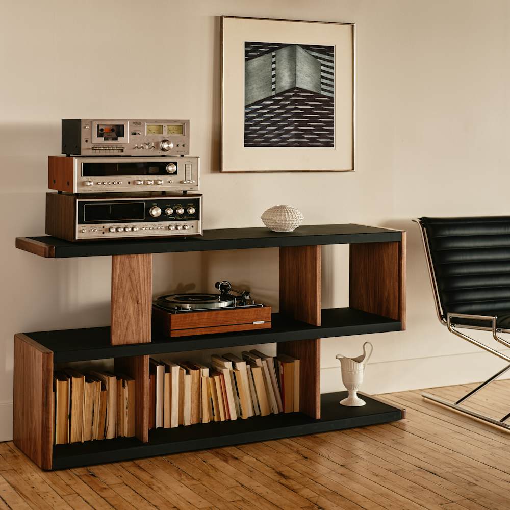 New Canaan Low Bookshelf - black, walnut