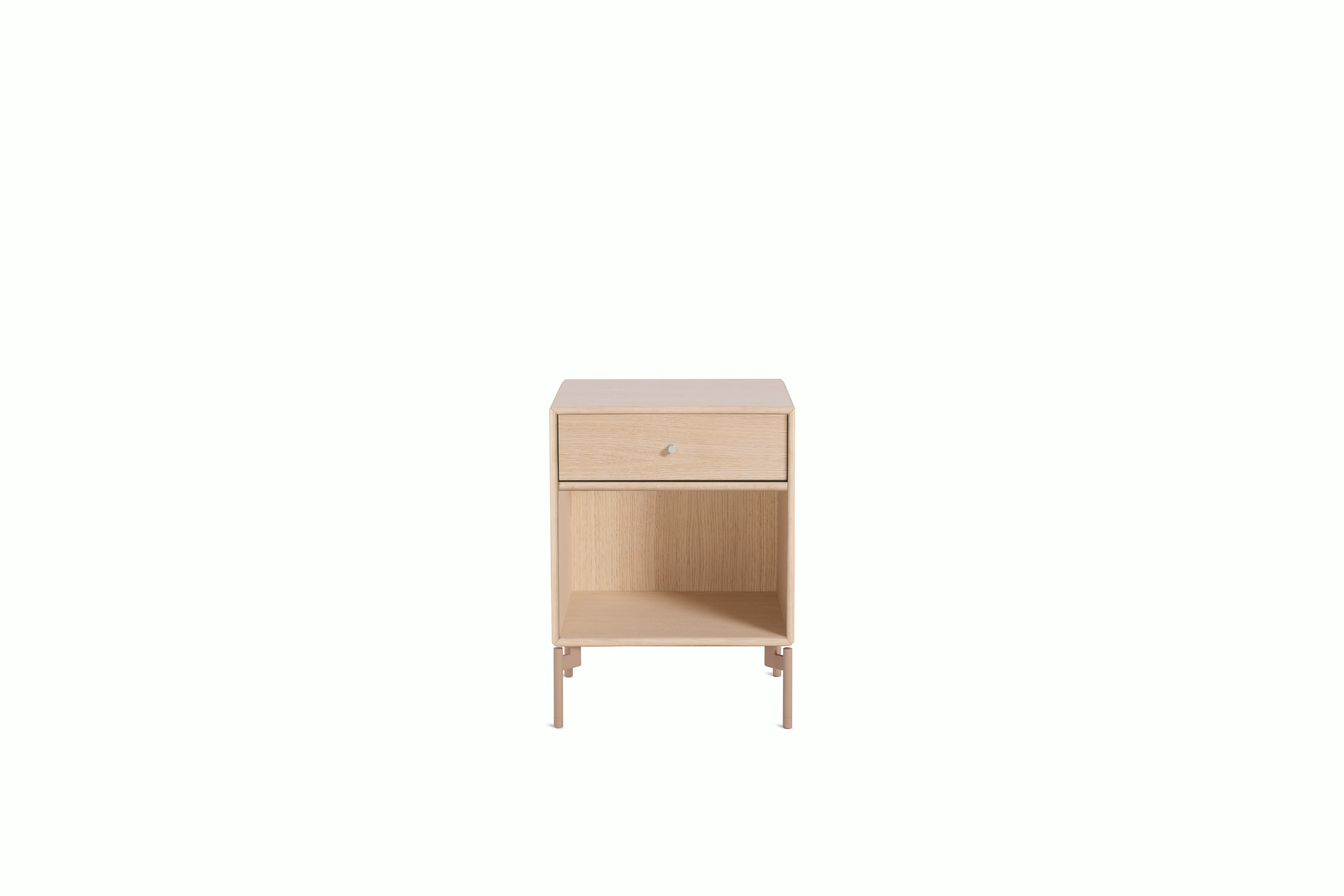 Dream Bedside Table - White Oak, Mushroom Legs