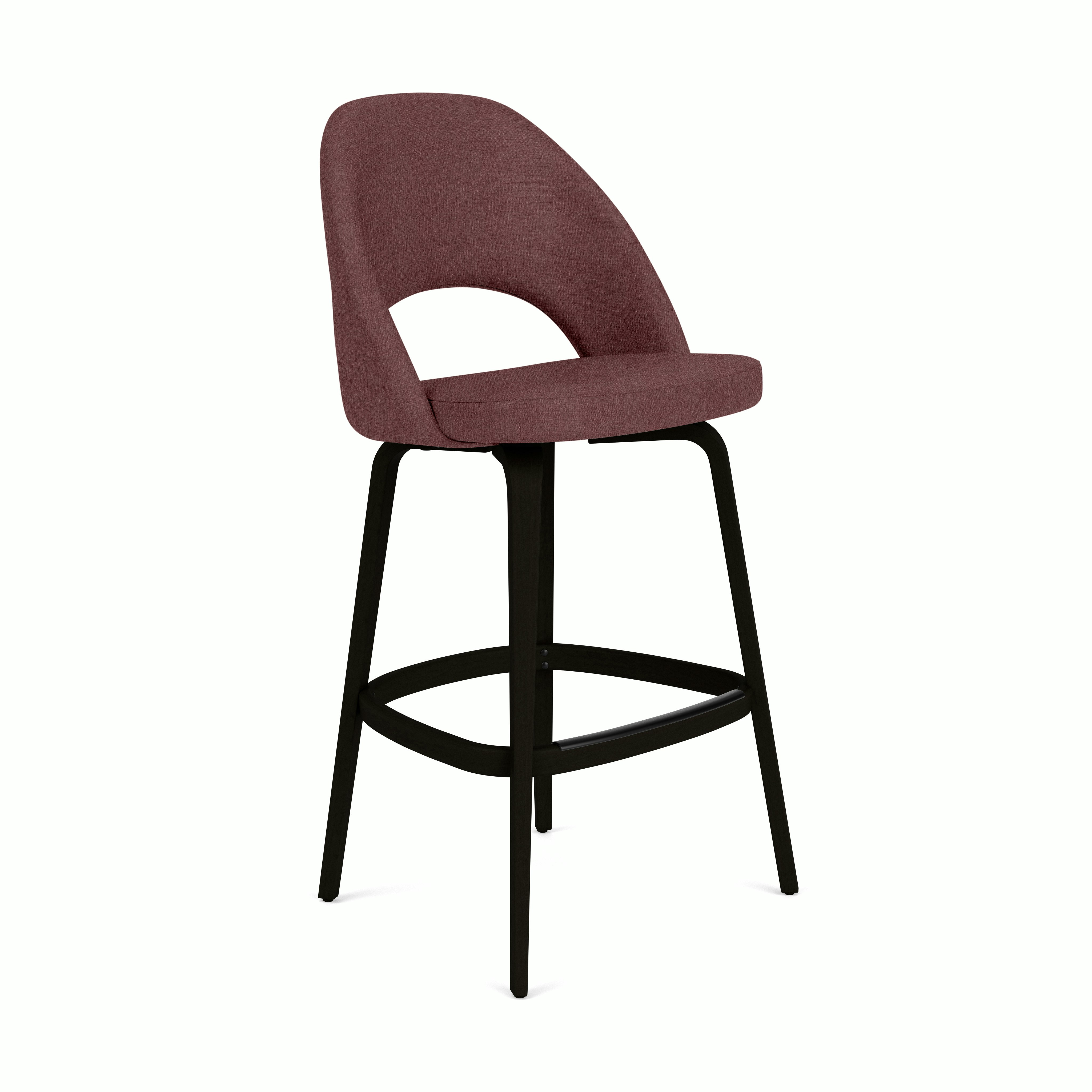 Saarinen Executive Stool - Bar Height,  Aegean,  Eggplant,  Ebonized Walnut