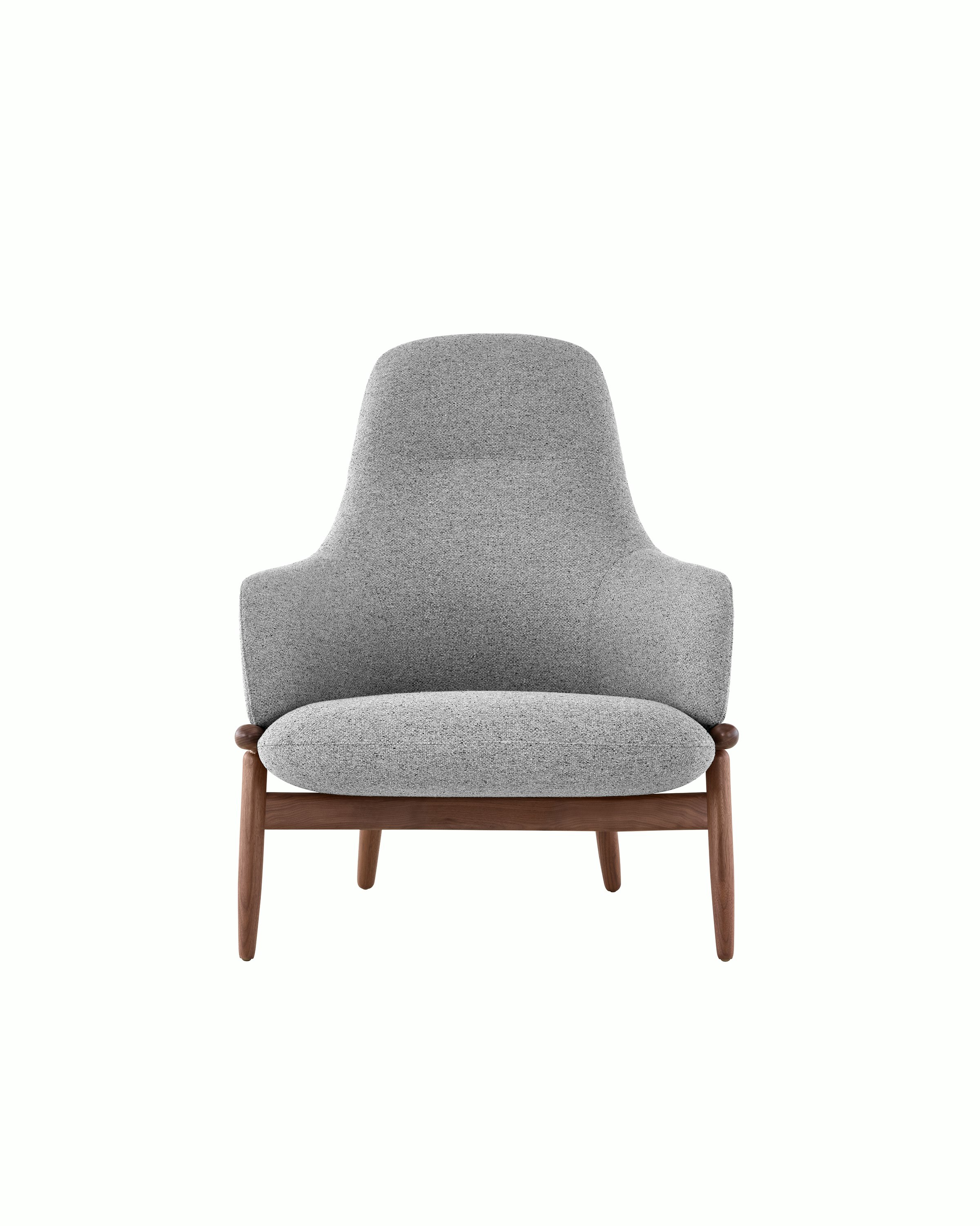 Gray Reframe High-Back Lounge Chair, front view.