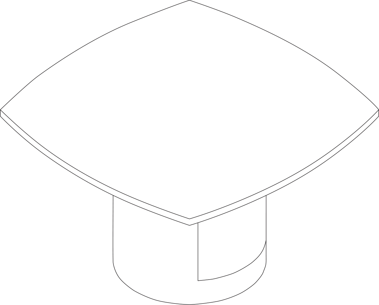 A line drawing - JD Meeting Table | Soft Square Top | Round Base