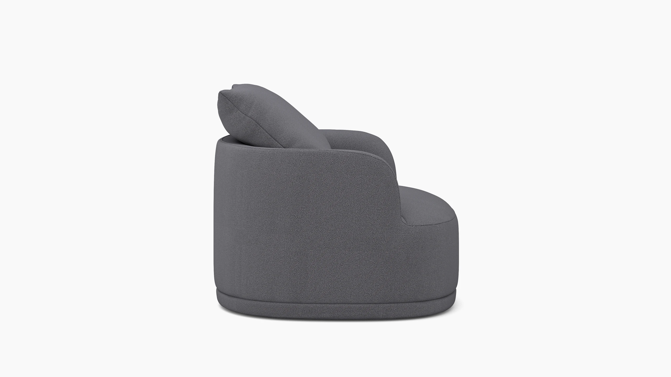 A Atlason Composed Swivel Chair in Cornerstone Viewed from the side.
