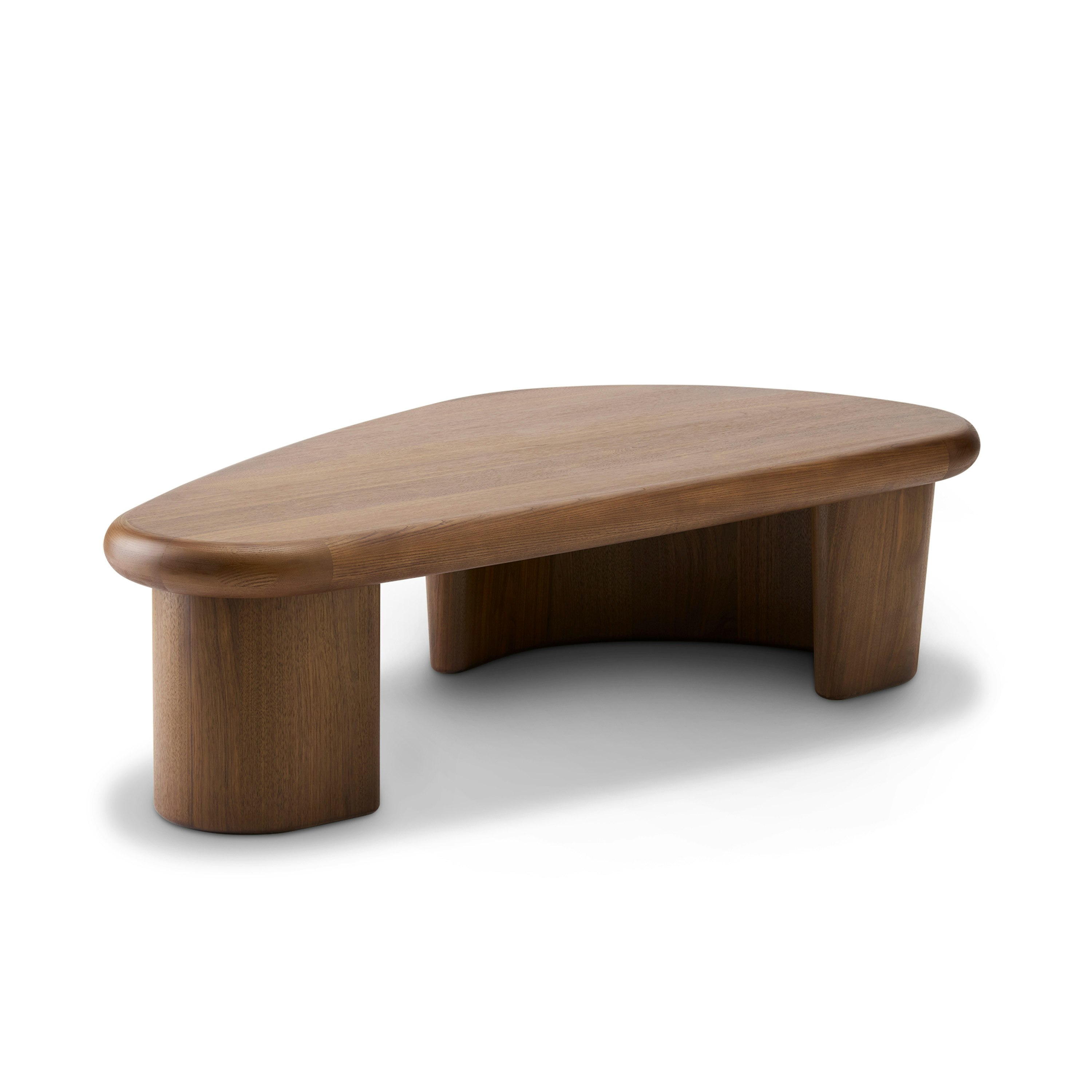 A Interlude Coffee Table in Walnut Stain viewed from an angle.
