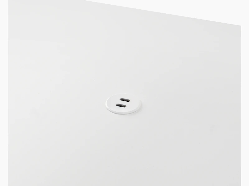 Surface-integrated dual port USB-C power solution shown in white.