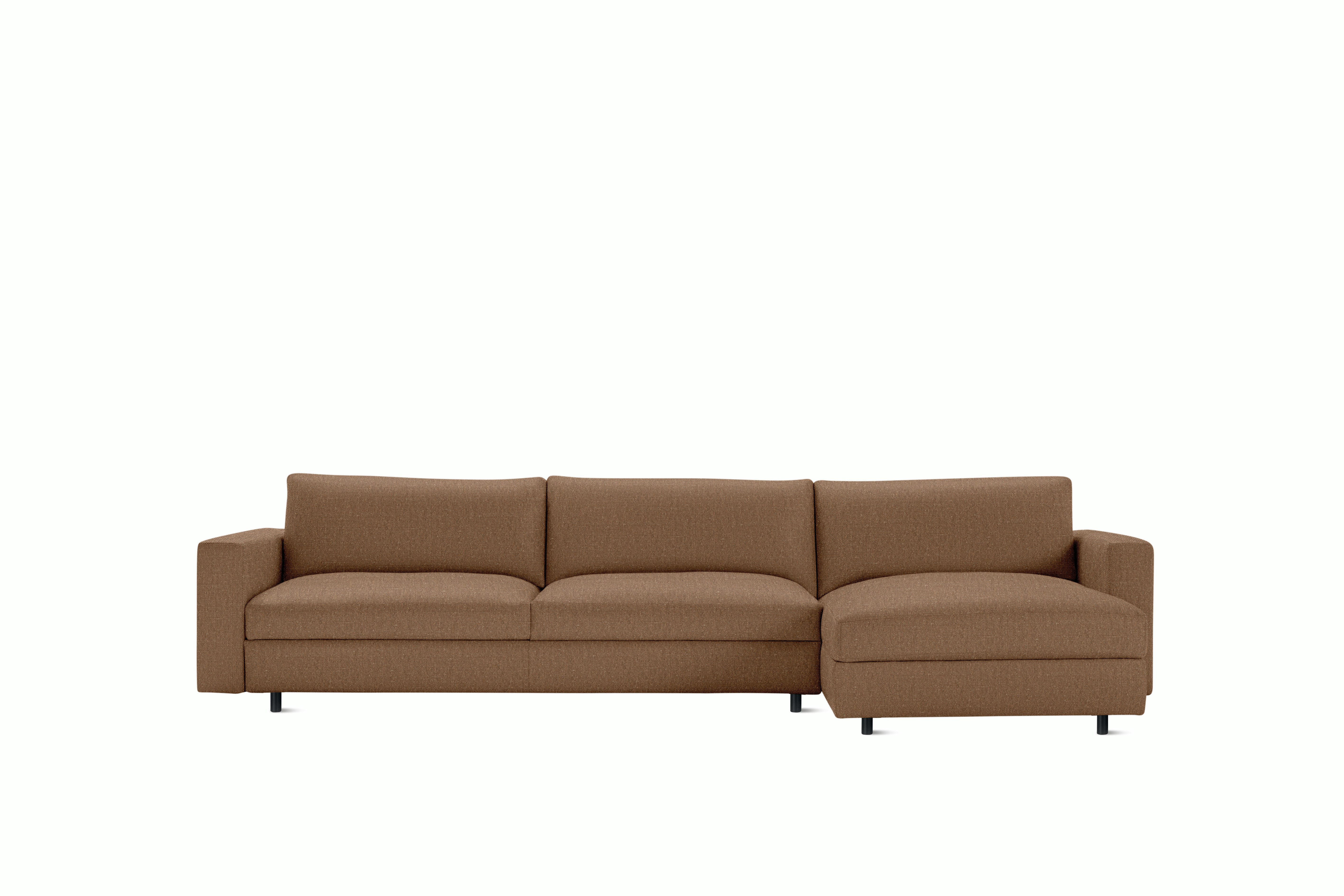 Reid Sleeper Storage Sectional - Right,  Album Linen,  Tawny with tubular leg