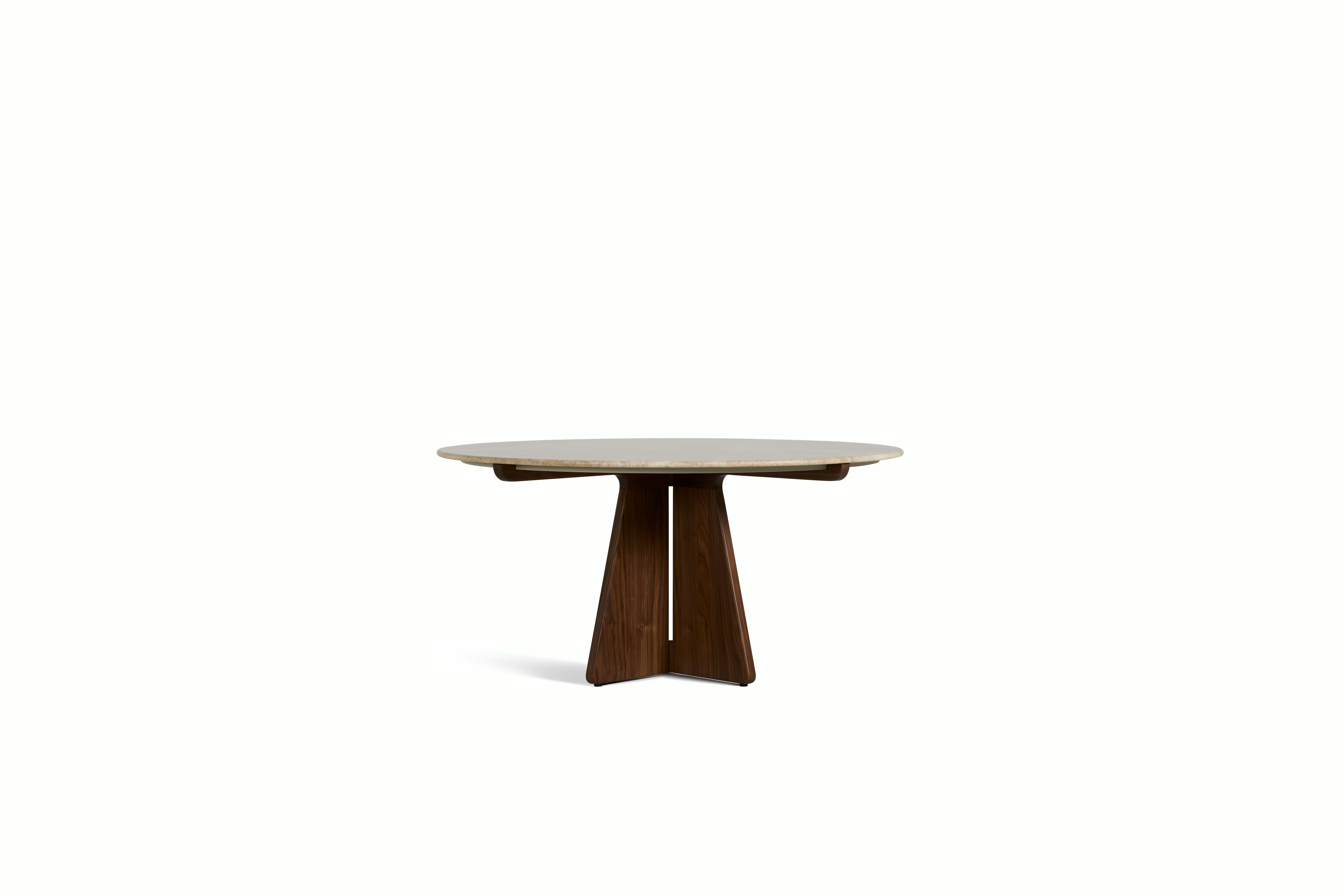 Pinna Dining Table - Round, 60 Inch, Emperador Light, Walnut