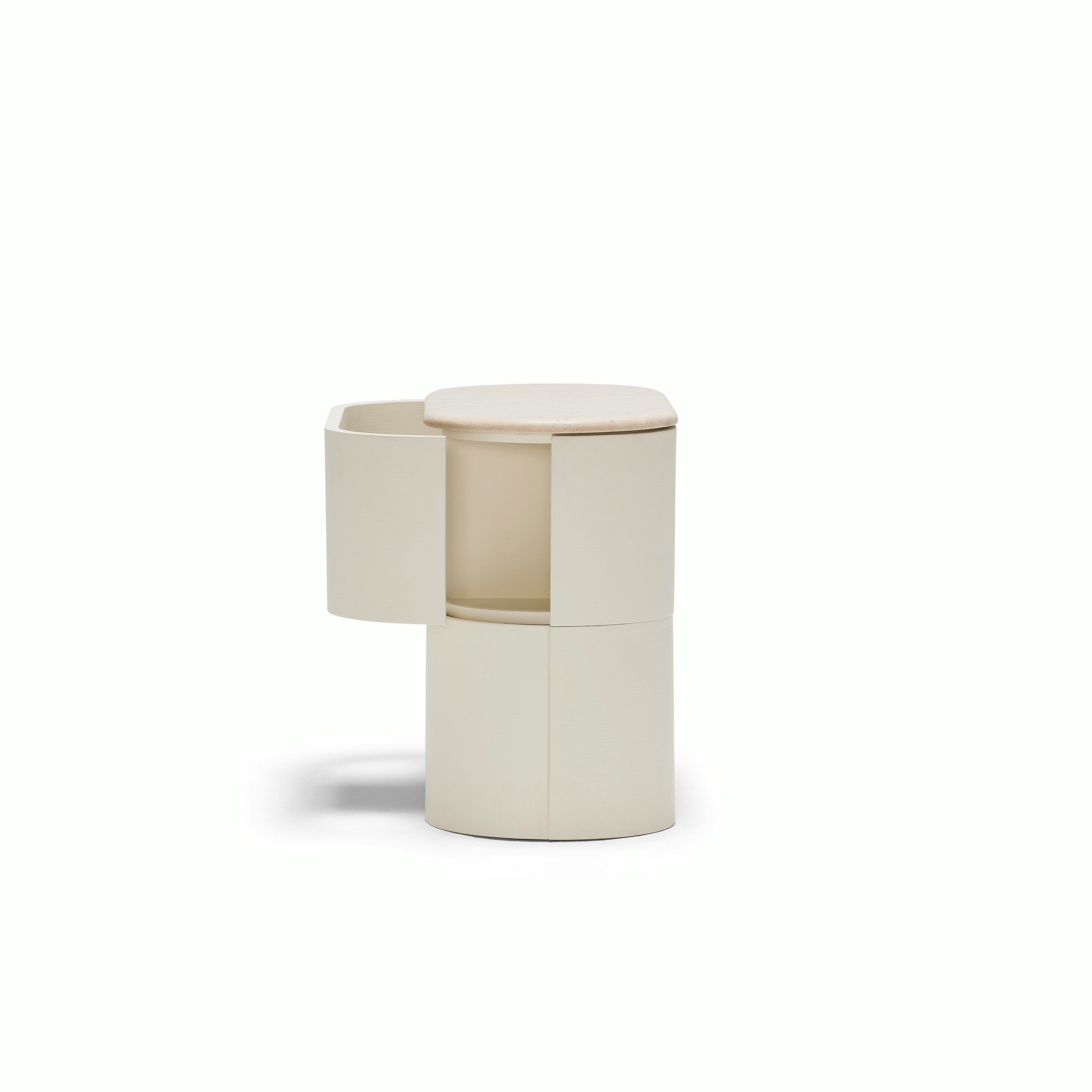 Fin Bedside Table - 1 Drawer Lacquered Tofu, Cosmos