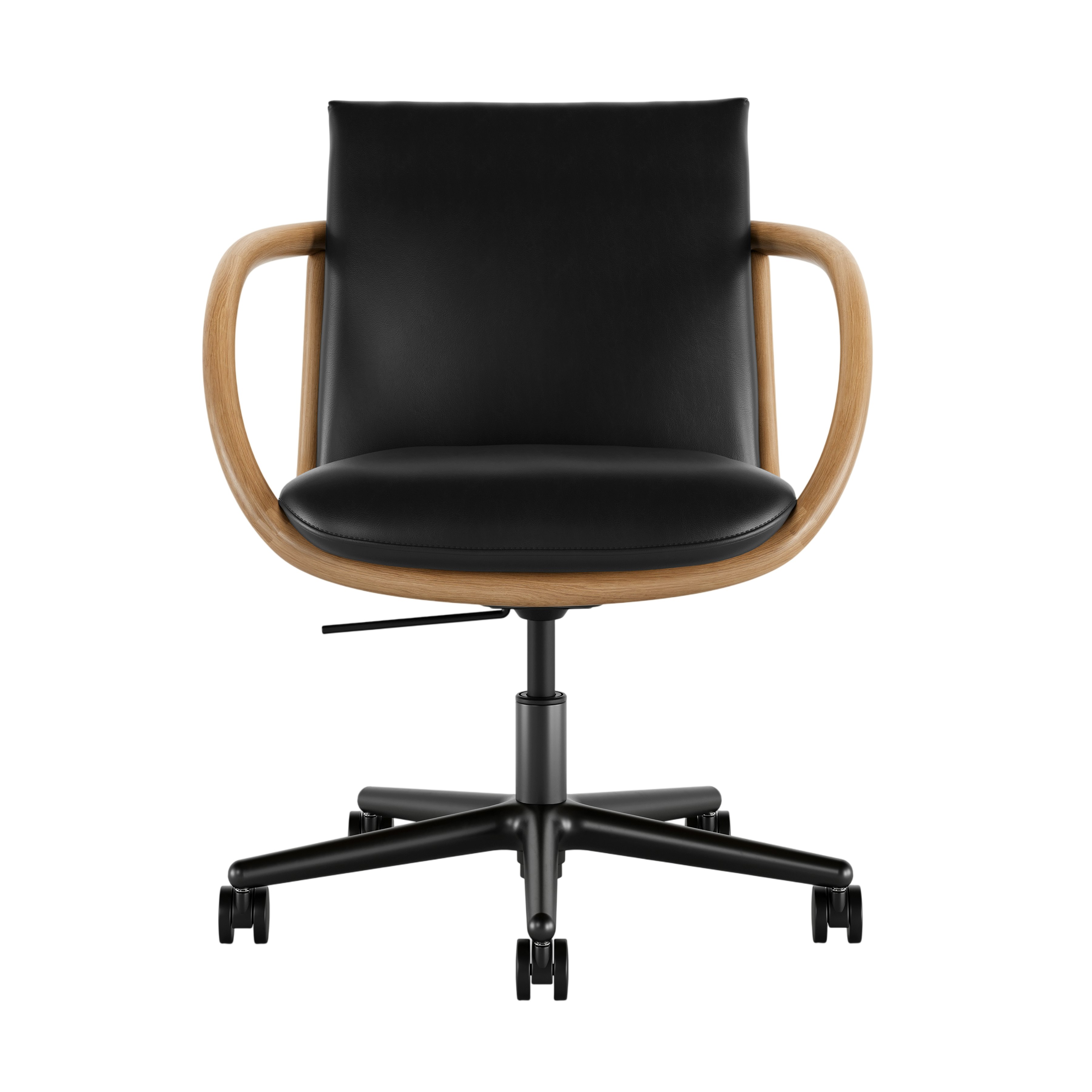 Full Loop Task Chair - Bristol Leather Black,  Oak,  Black
