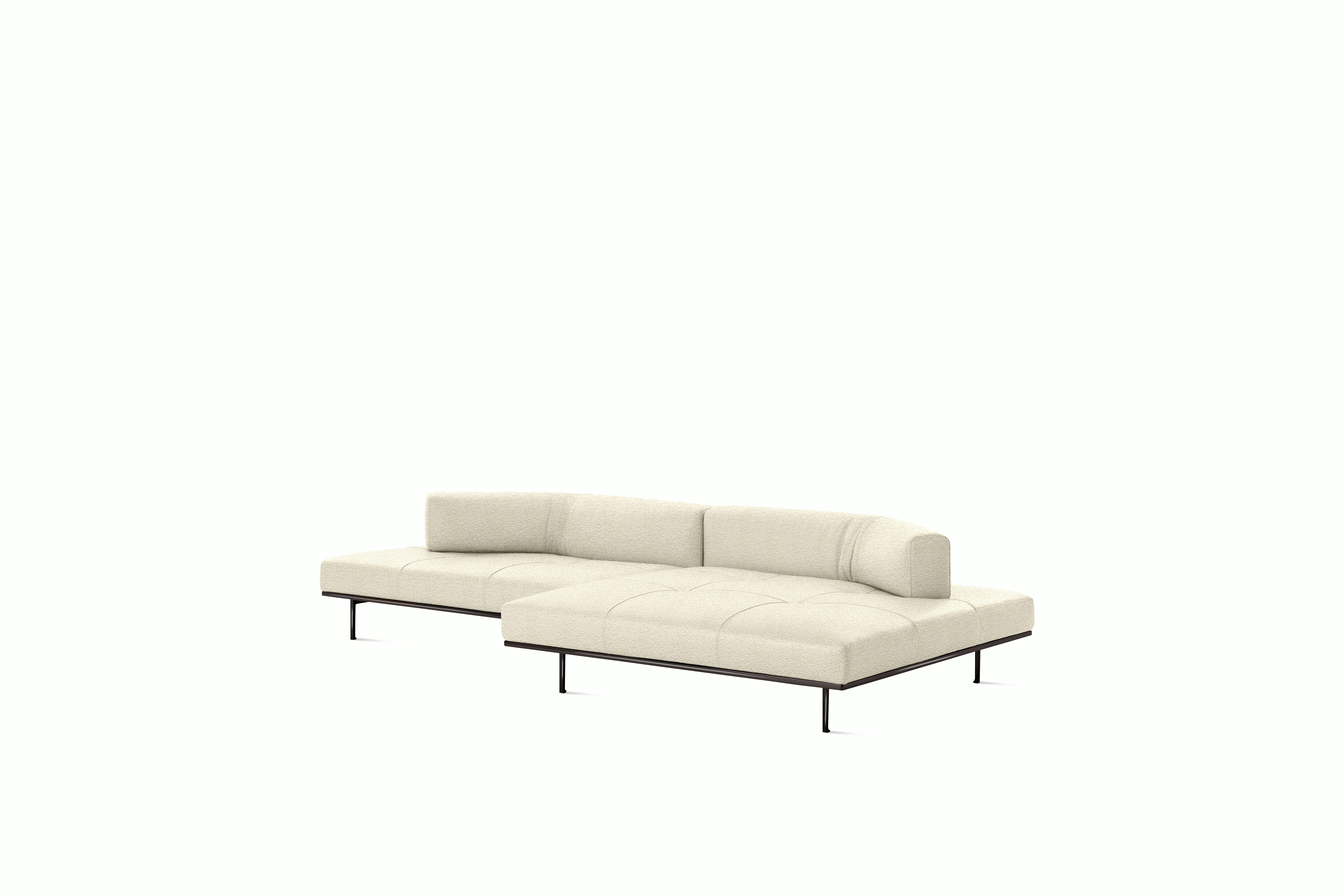 Matic Sectional- MH12 Config - Chaise Sectional,  Left,  Quilted,  Curly,  White,  Charcoal
