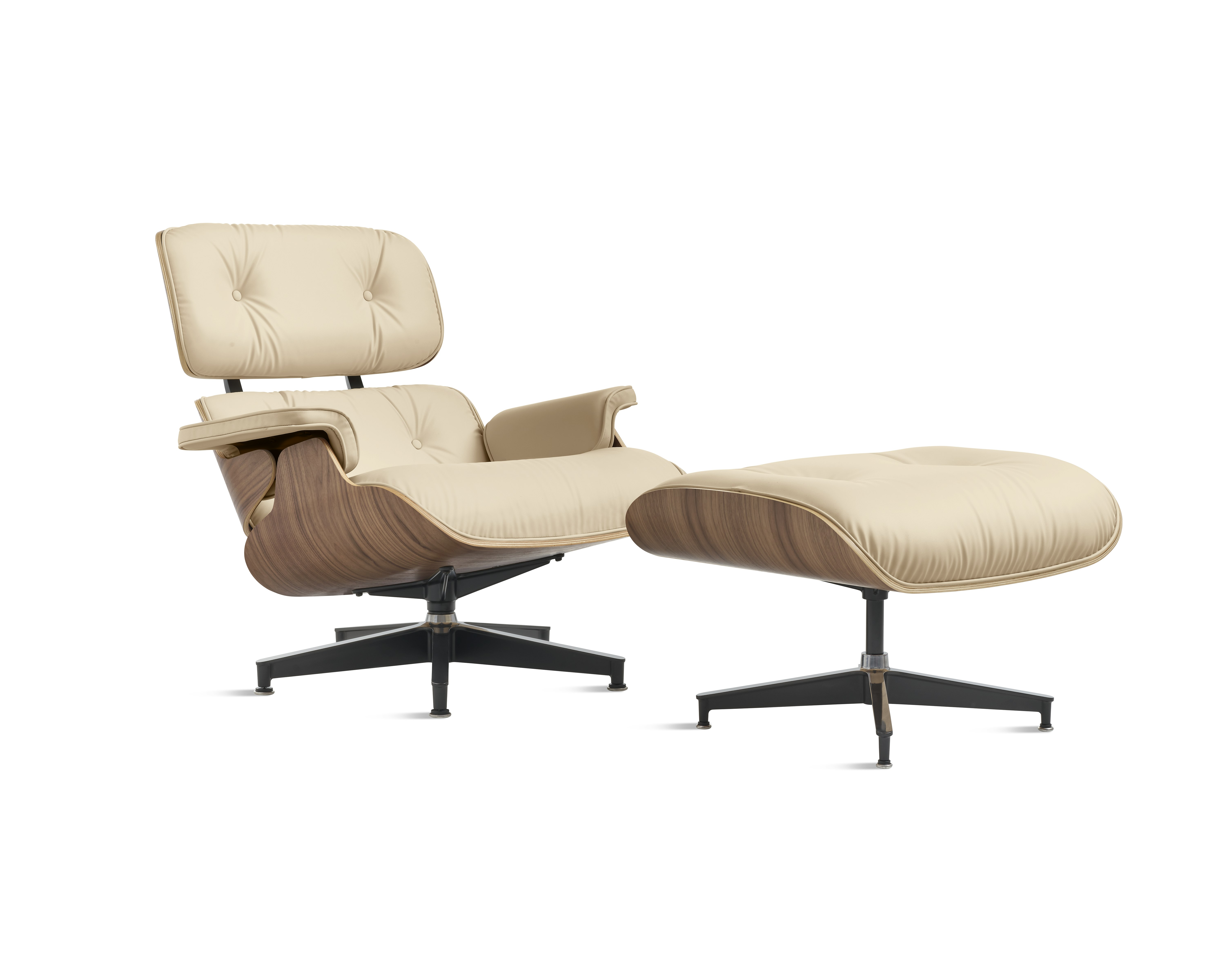 Eames Lounge & Ottoman,  3/4 View - All Grain (Edelman),  Walnut,  Bisque