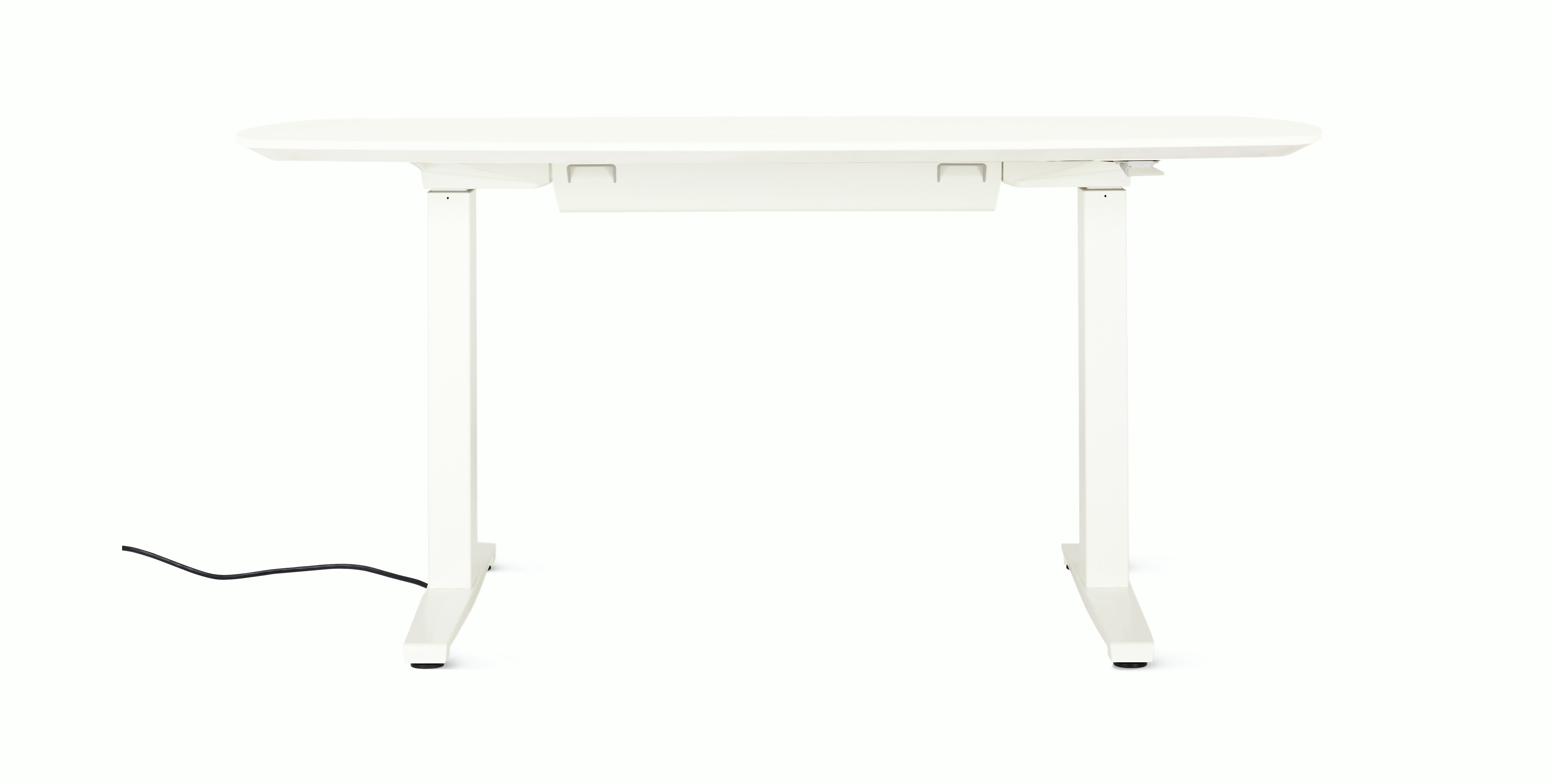 Renew Executive S2S Desk 29x58, Laminate White, White / White, Integrated Cord Management, Hidden Power