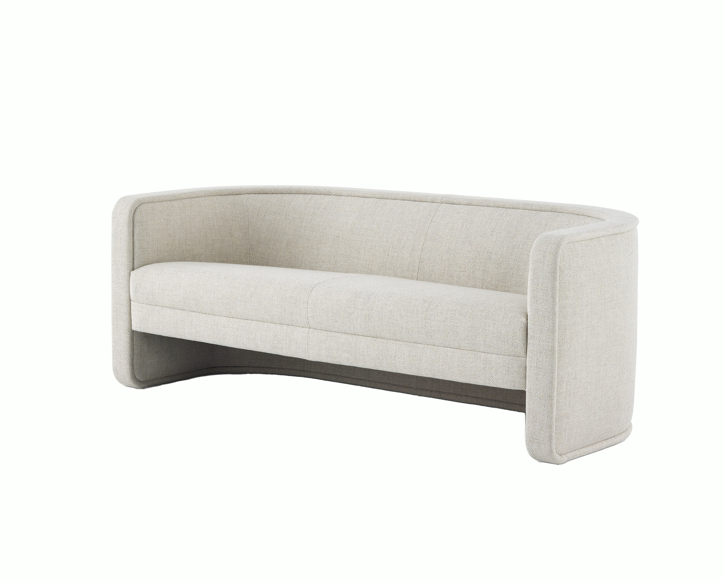 A U-Series Settee upholstered in a light neutral fabric.