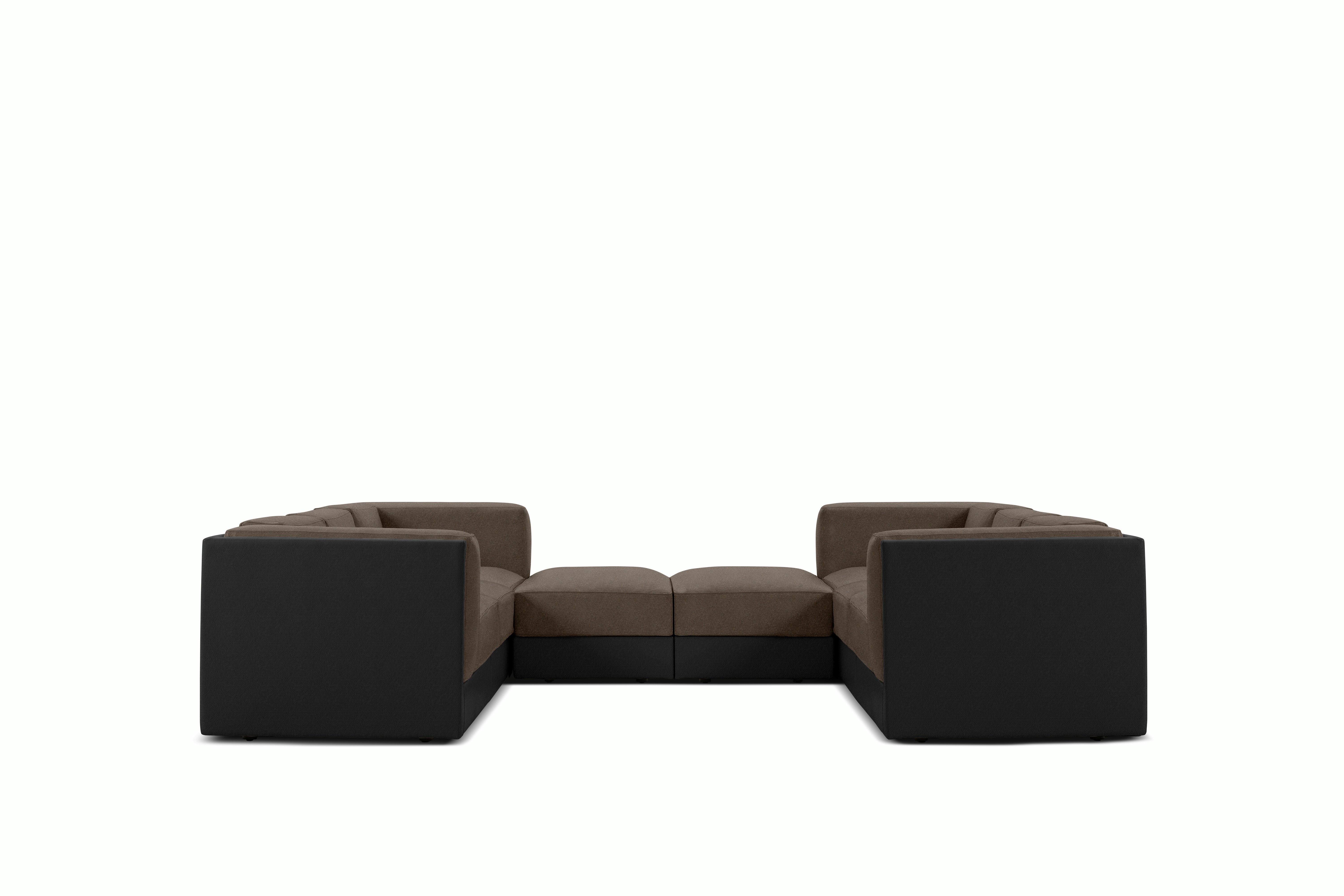 Symme U-Sectional - Leather Frame,  Prone Leather,  Obsidian,  Pecora,  Chocolate