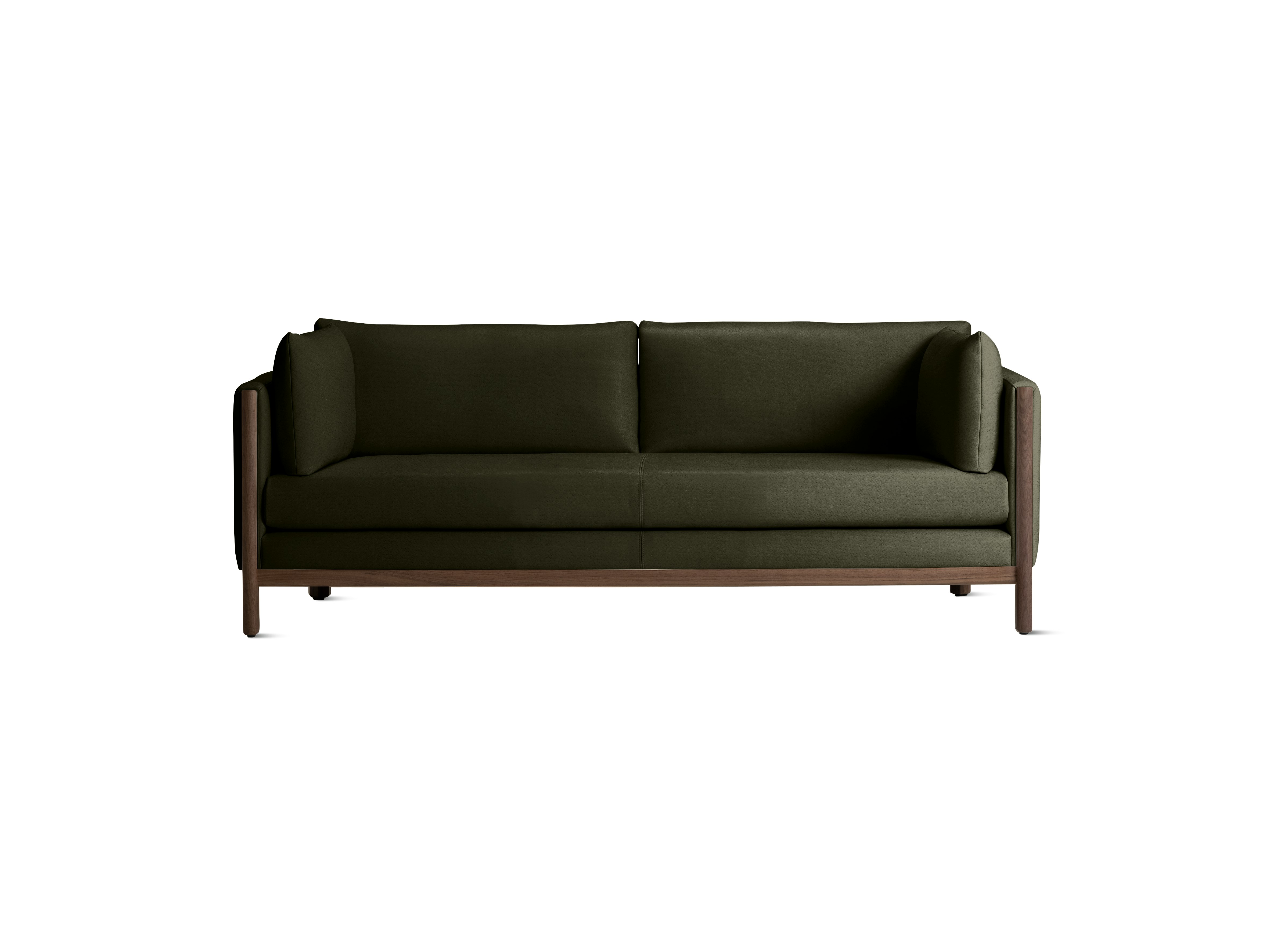 Emmy Sofa, 80 In, Crypton Sintra Velvet, Olive, Walnut