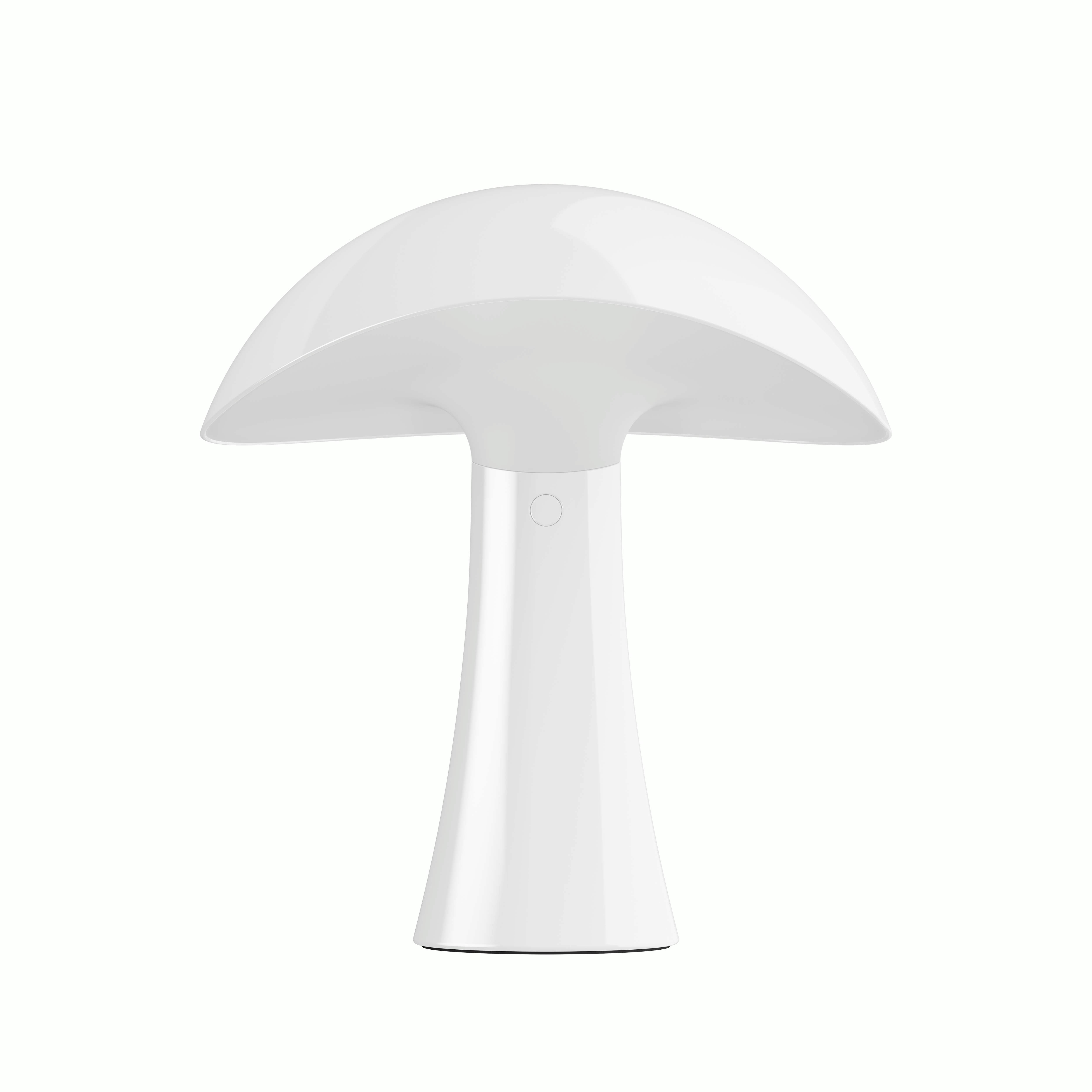 A Rumee 220 Portable Lamp in Cloud White viewed from the front.