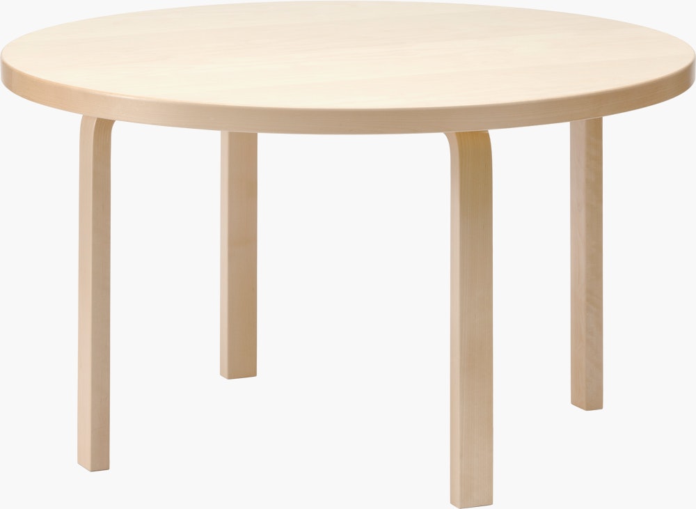 L-Leg Table - Round, 40 Inch , Lacquered Birch