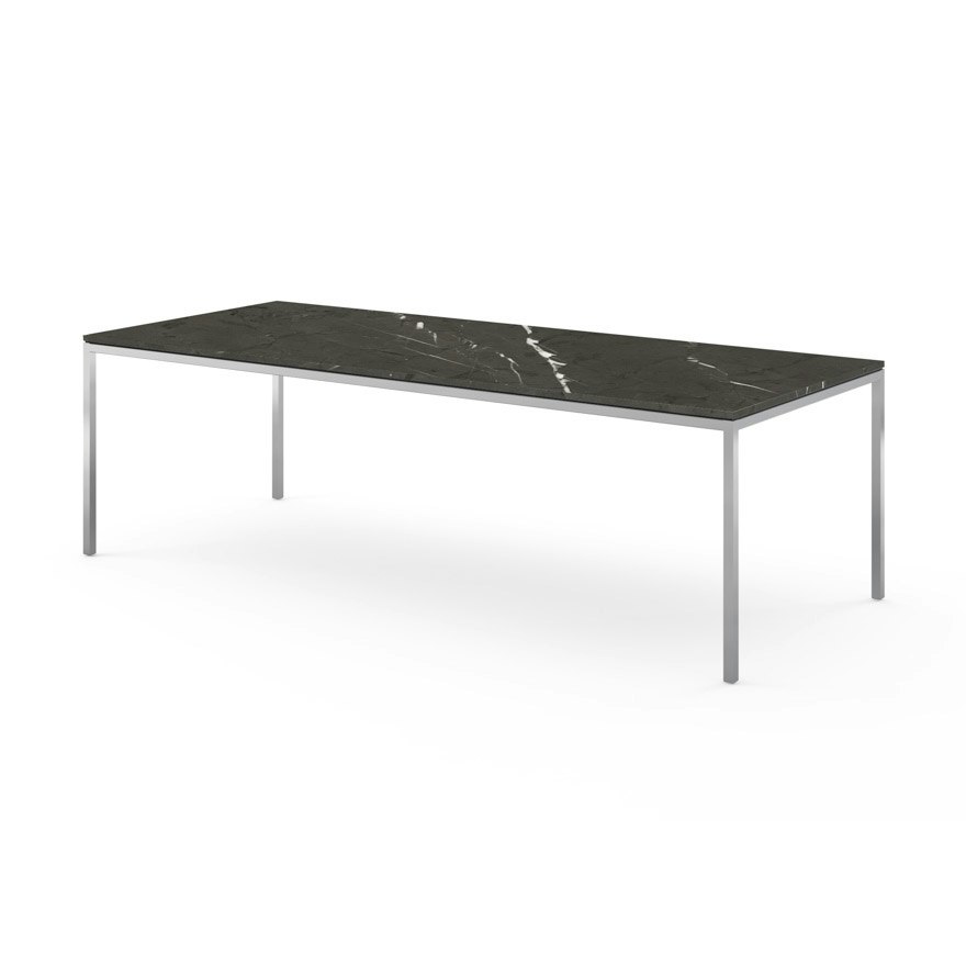 Florence Knoll Table - Rectangle, 94 x 39, Satin Grigio Marquina, Polished Chrome