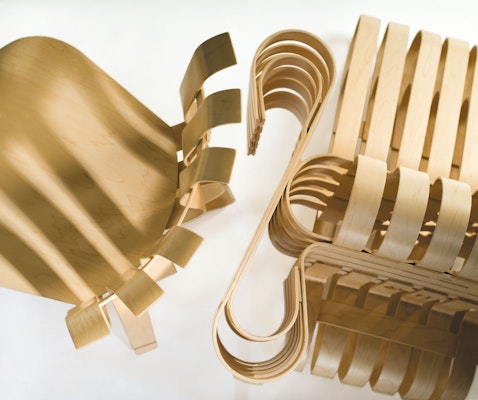 Frank Gehry Hat Trick and Power Play maple chairs